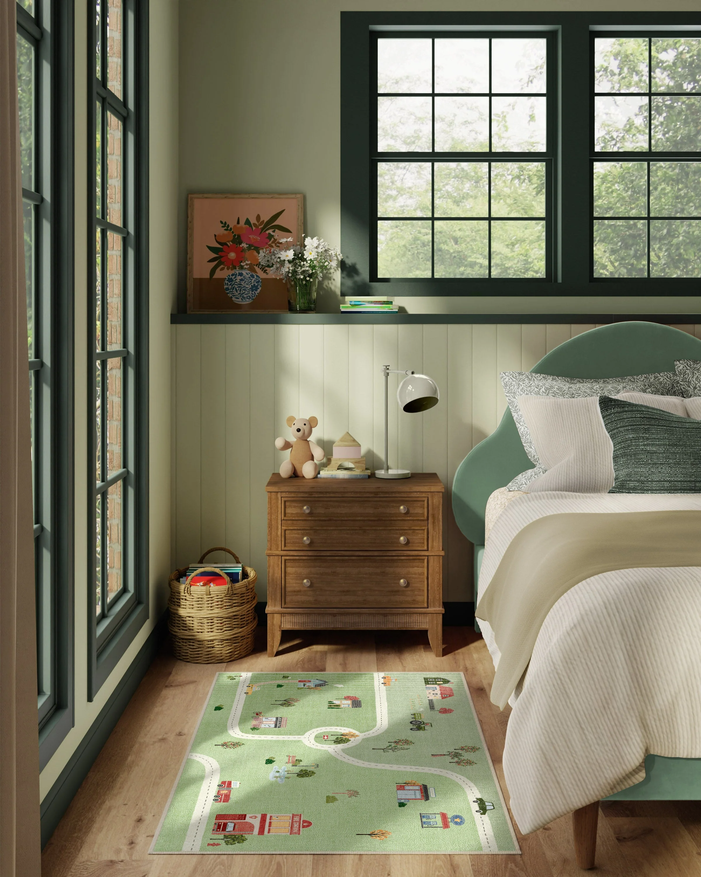 About Town Green Flatwoven Rug - Image 3