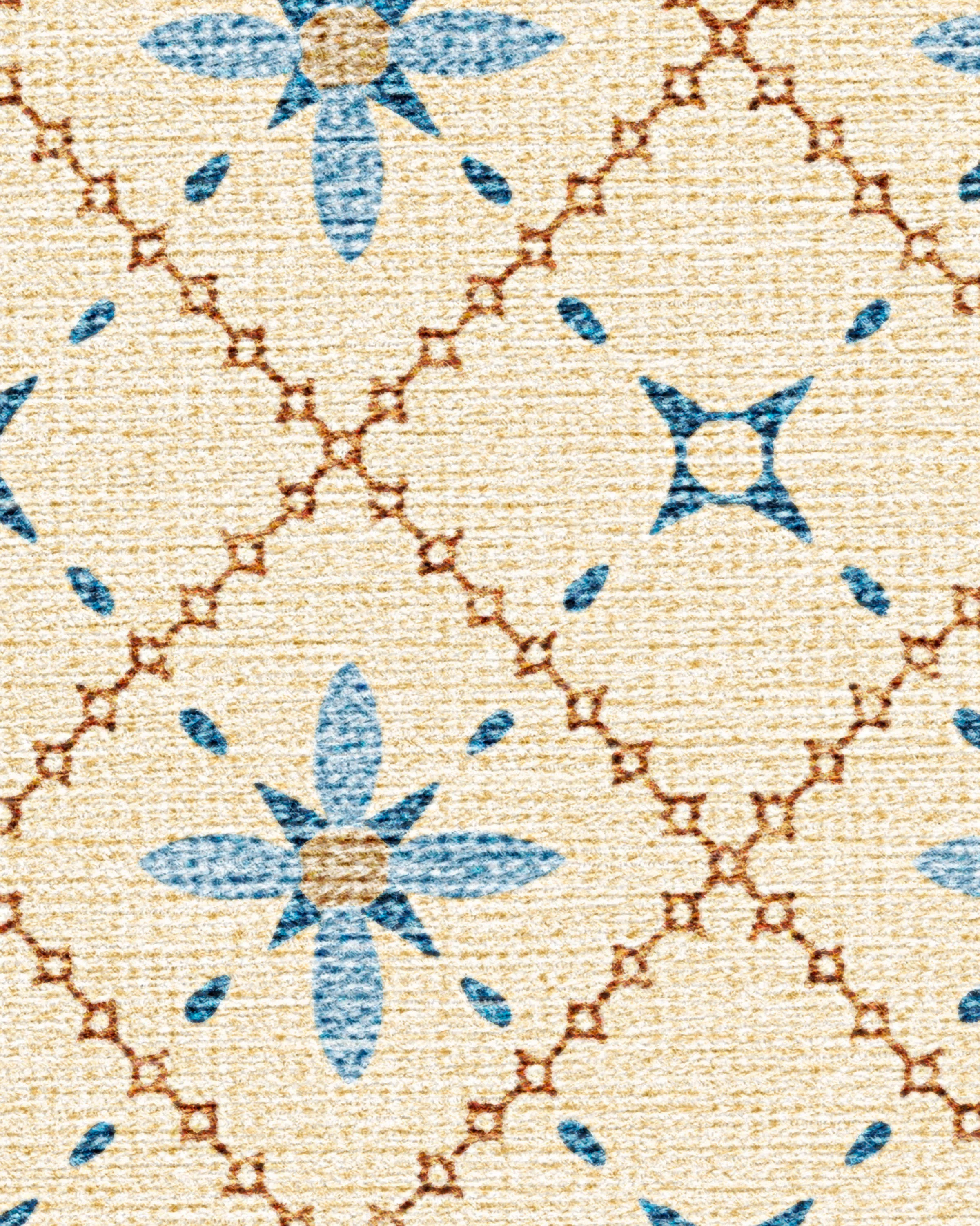 Alva Ivory & Slate Blue Flatwoven Rug - Image 2