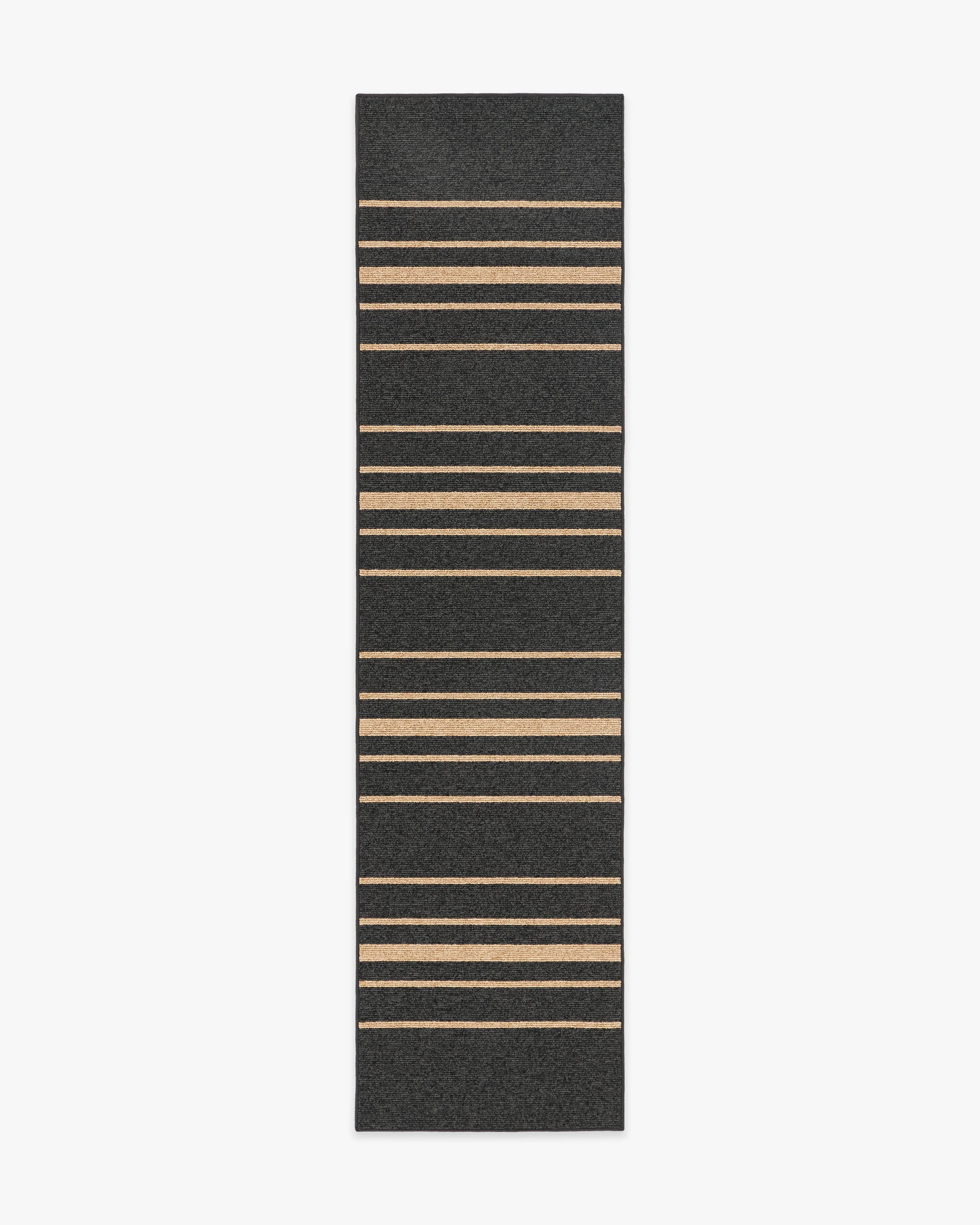 Arden Stripe Black & Natural Performance Weave Rug - Image 2