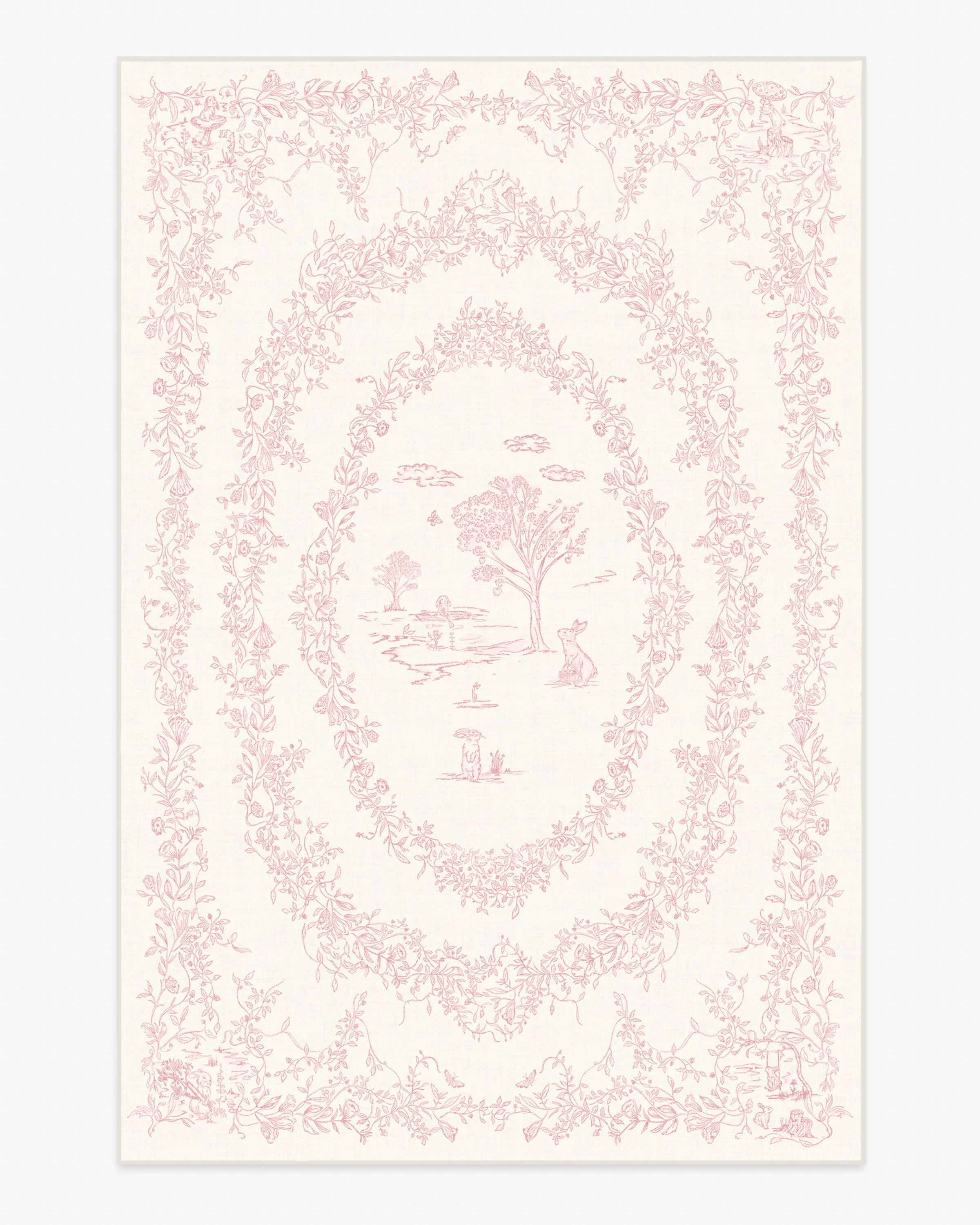 Bashful Bunny Toile Pink Rug - Image 8