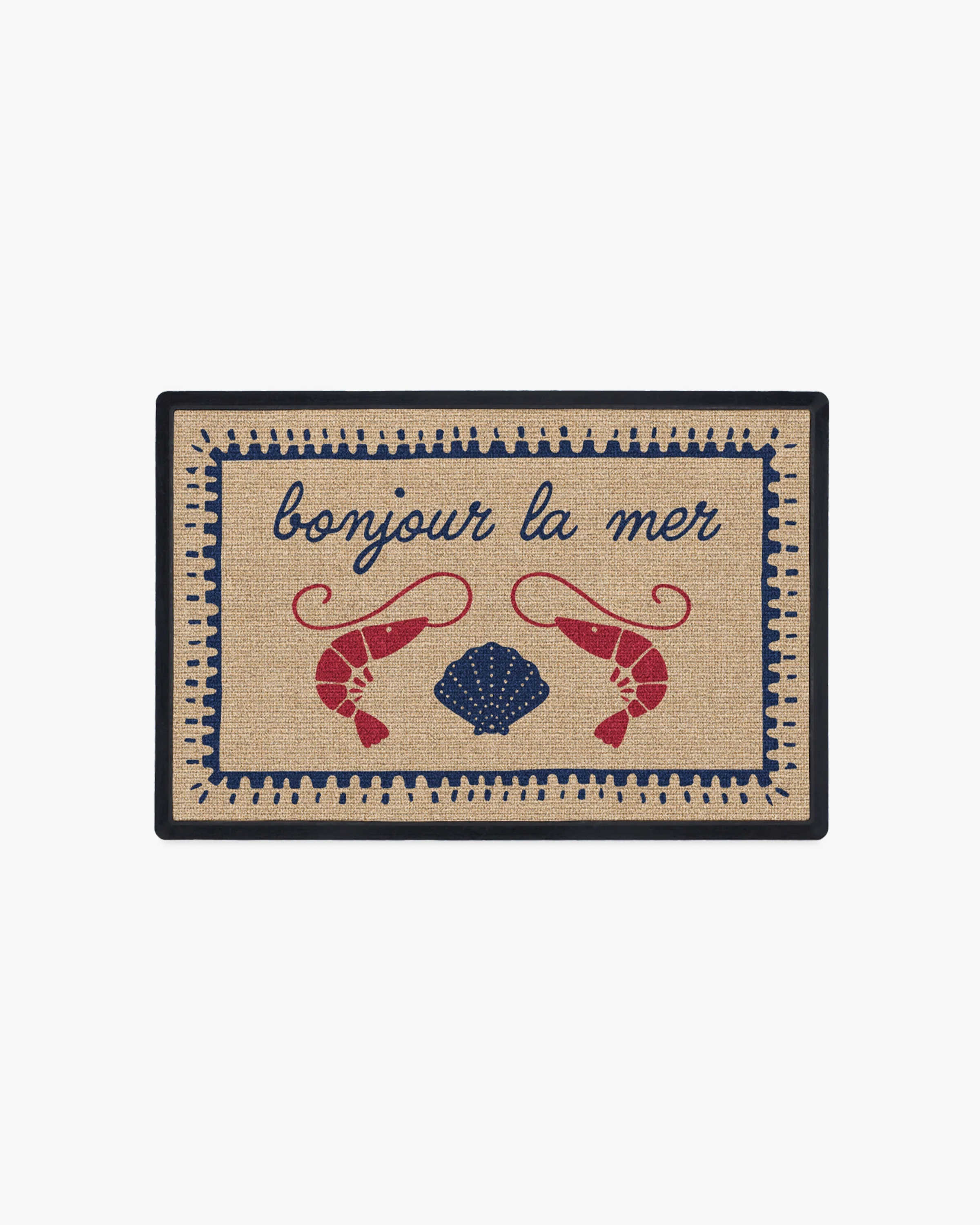 Bonjour Red & Navy Doormat