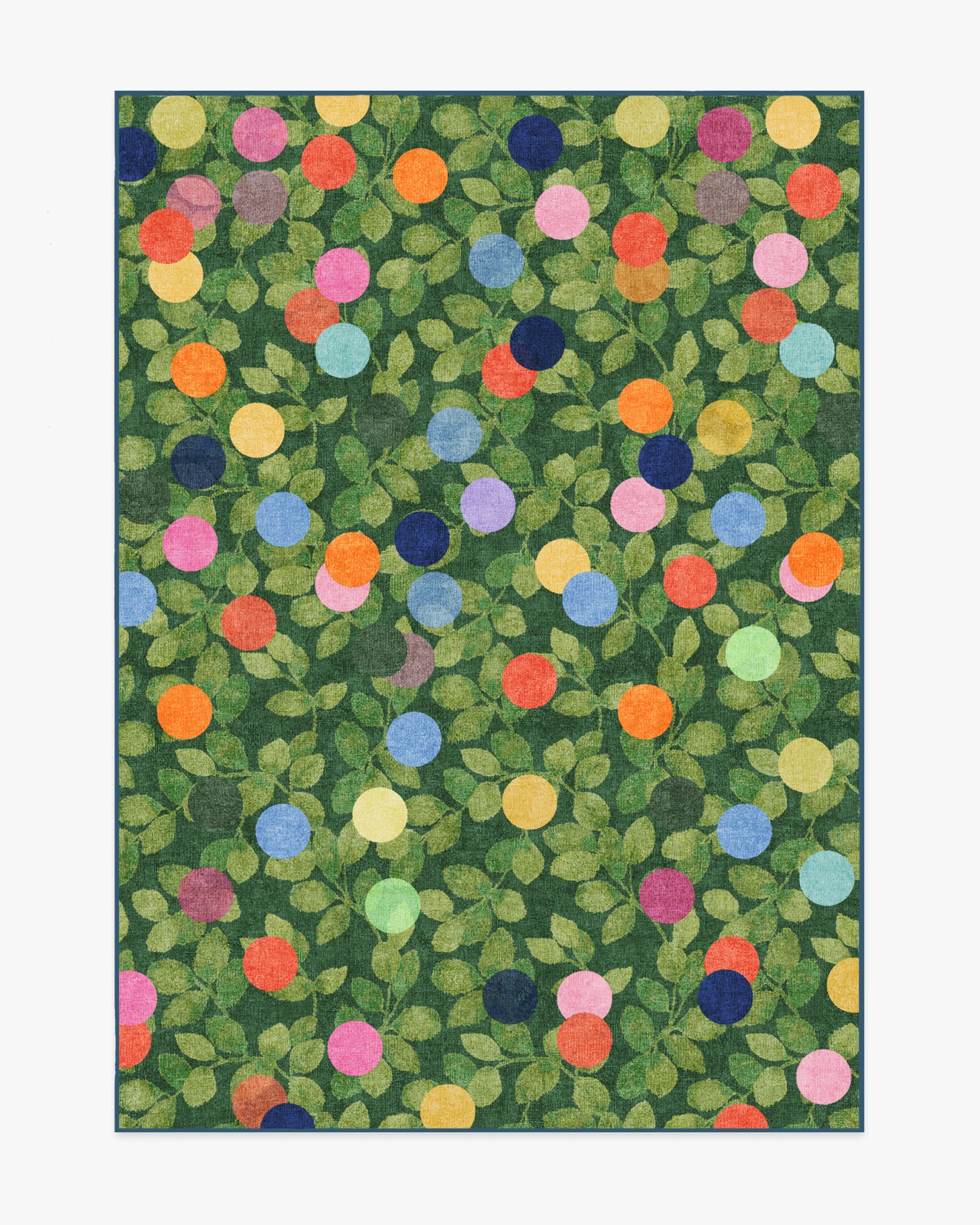 Botanical Whimsy Dots Green Flatwoven Rug
