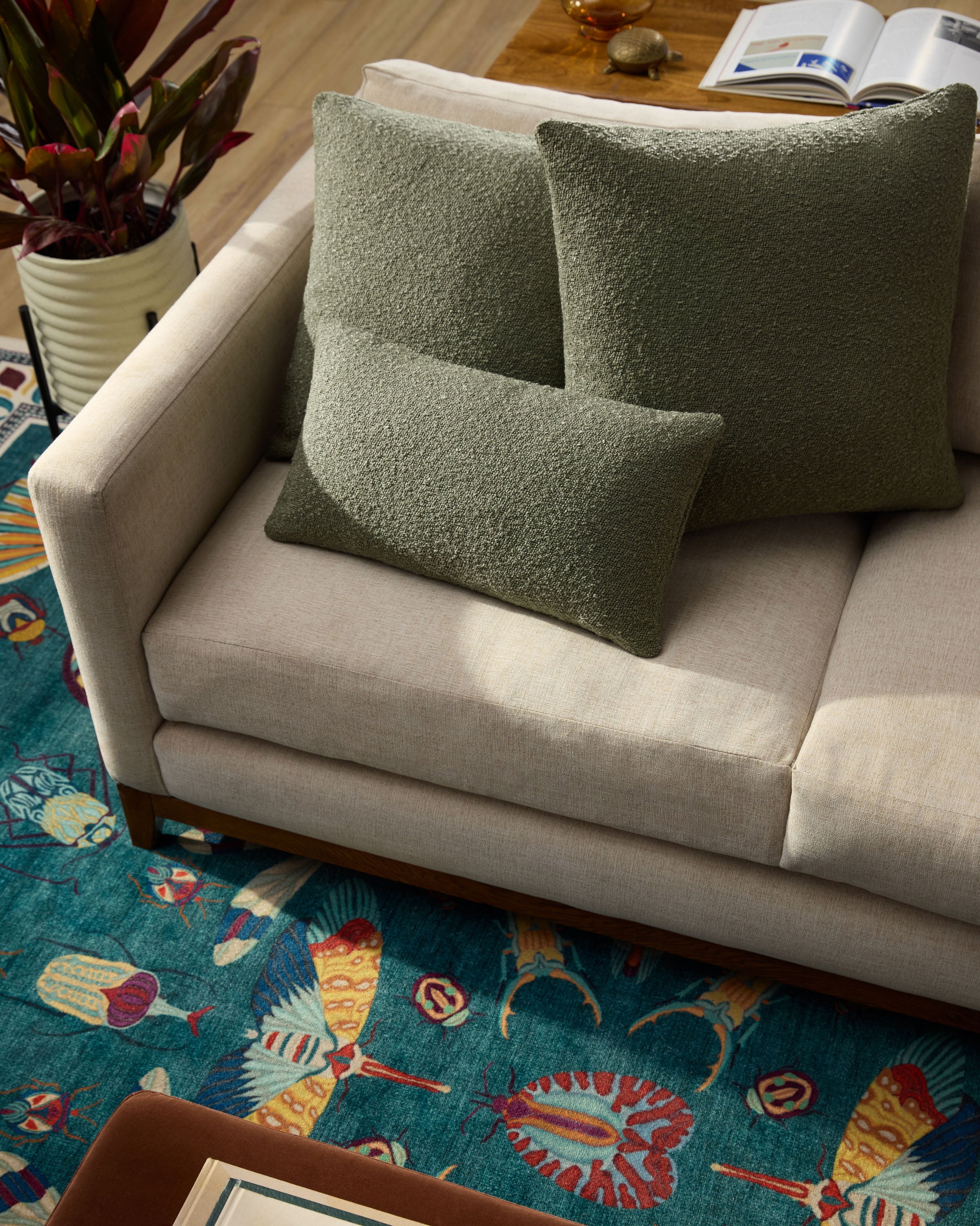 Olive Green Boucle Throw Pillow - Image 6