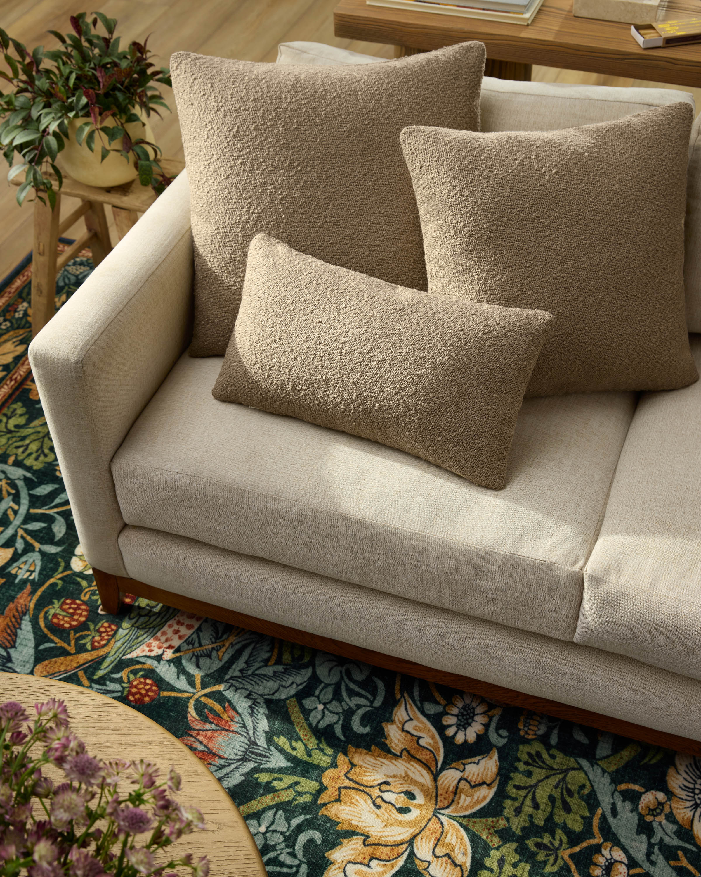 Warm Taupe Boucle Throw Pillow - Image 5