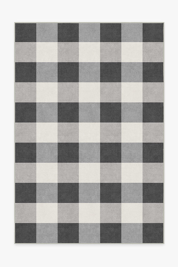 Buffalo Plaid Black & White Flatwoven Rug - Image 14