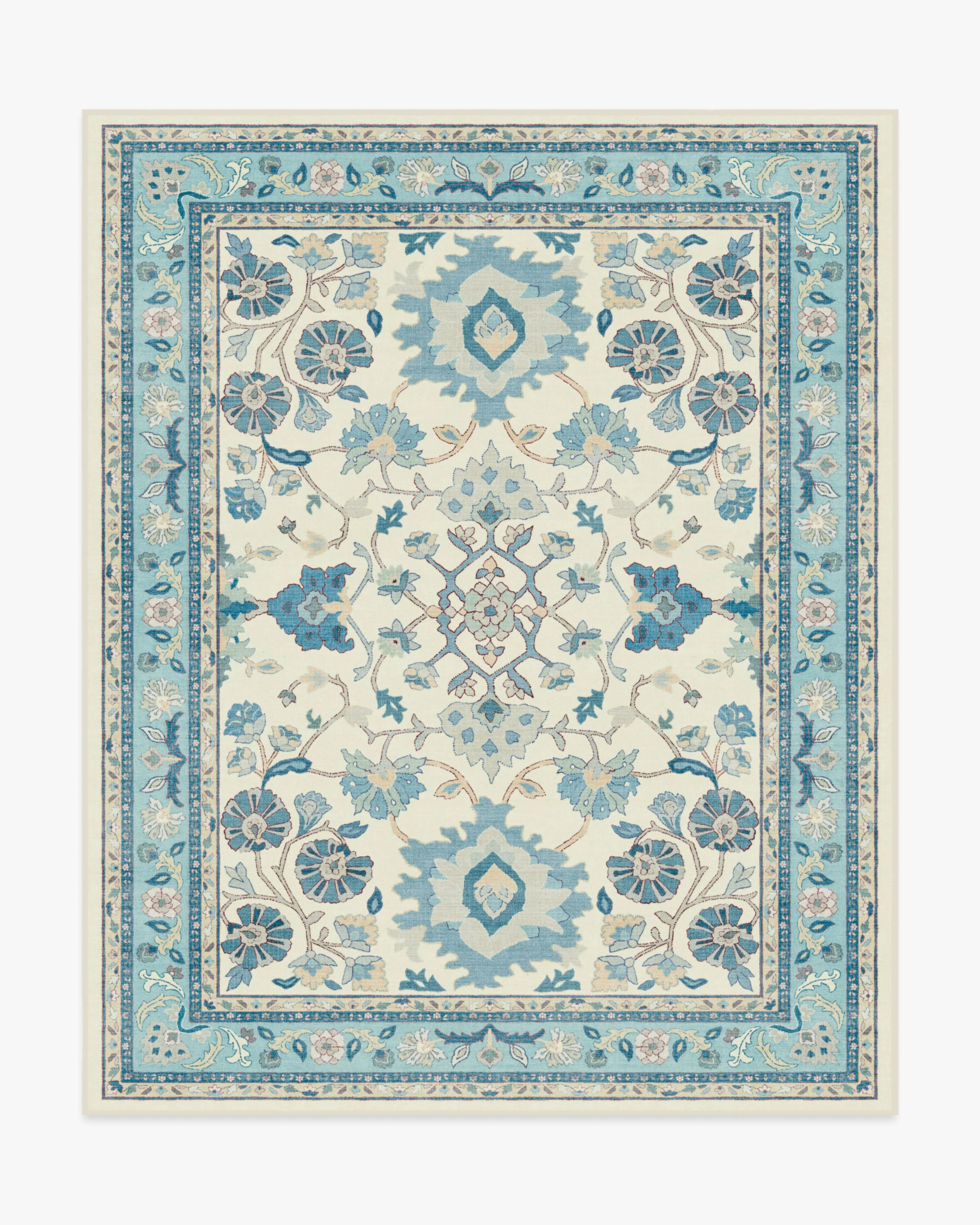 Calabria Cream & Light Blue Flatwoven Rug - Image 13