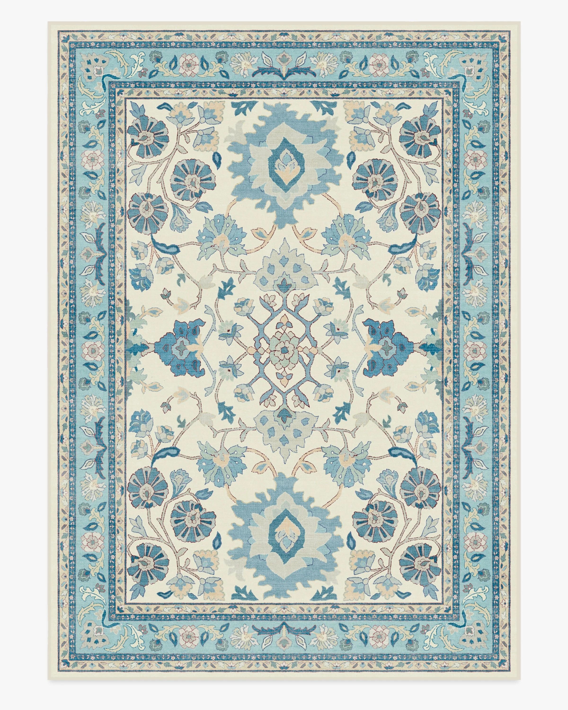 Calabria Cream & Light Blue Flatwoven Rug - Image 15