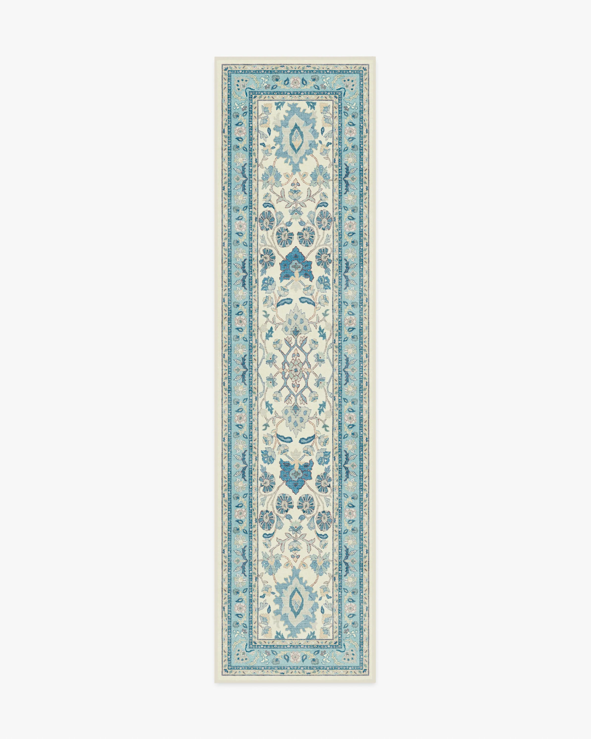 Calabria Cream & Light Blue Flatwoven Rug - Image 8