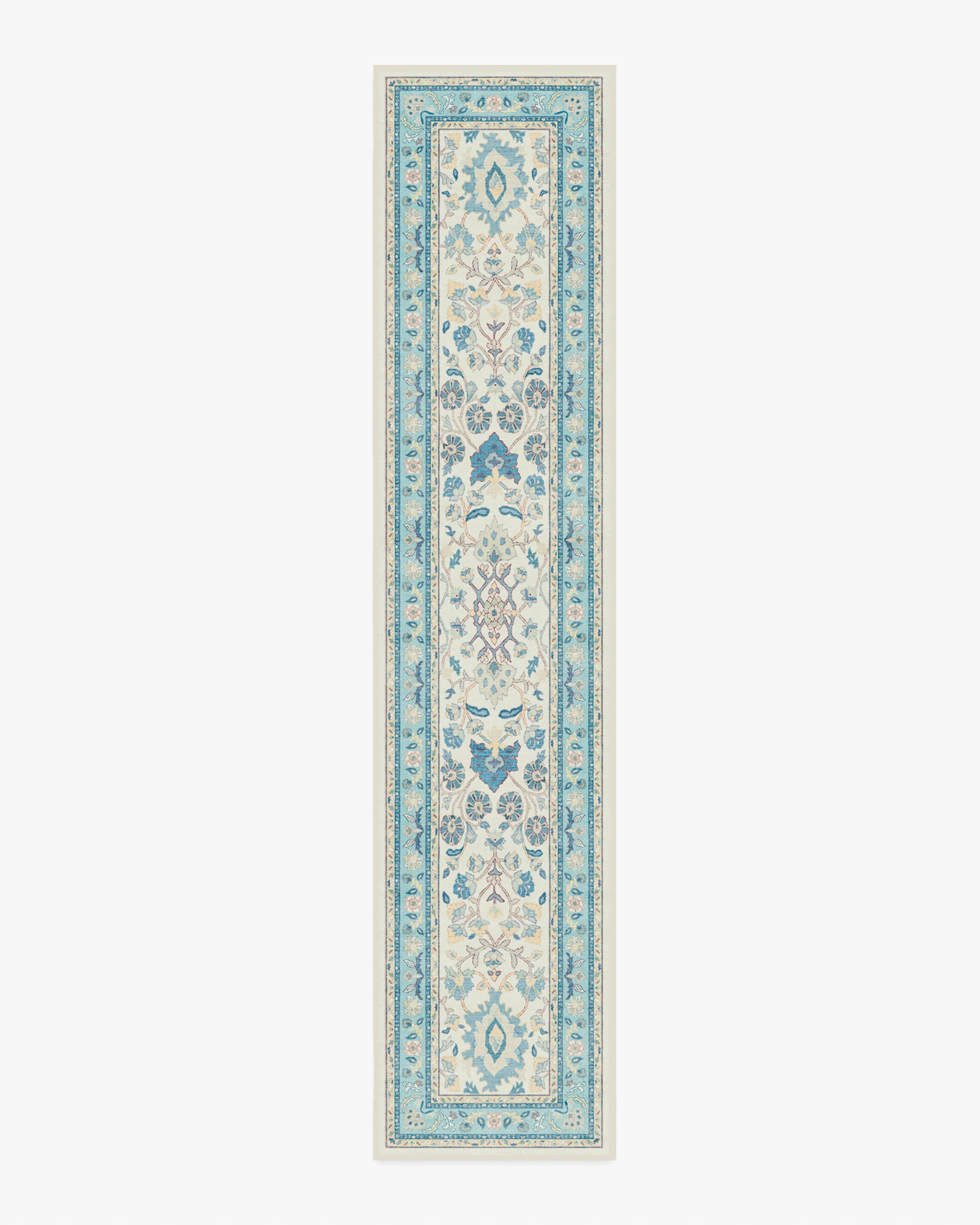 Calabria Cream & Light Blue Flatwoven Rug - Image 9