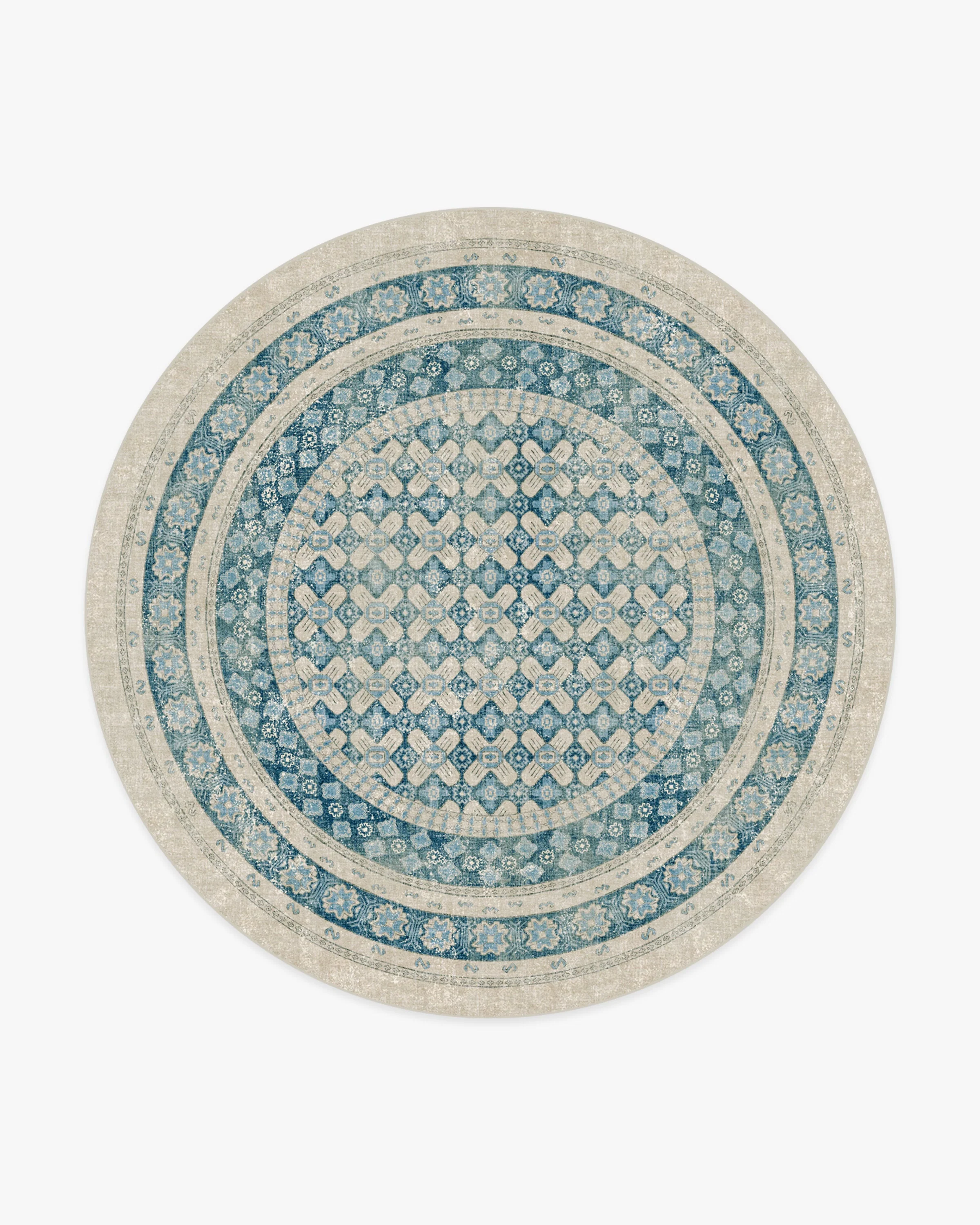 Cyrus Neutral & Blue Flatwoven Rug - Image 3