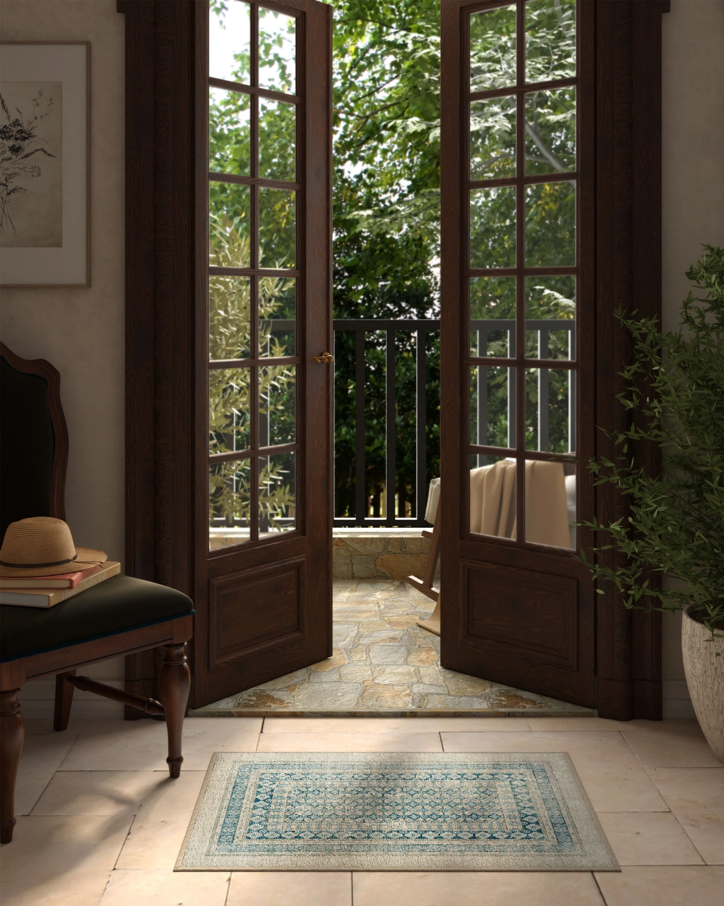 Cyrus Neutral & Blue Rug - Image 18