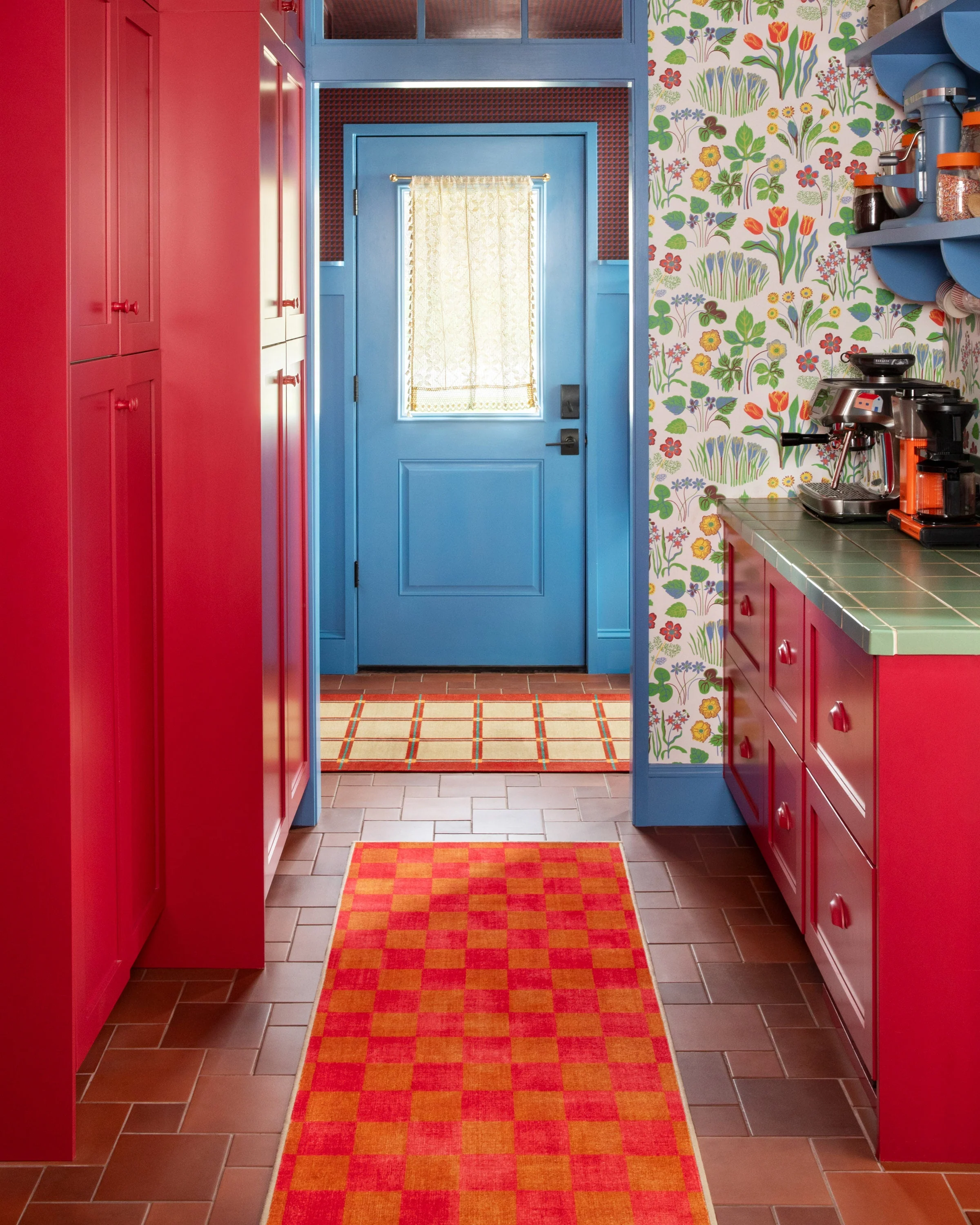 Nonna's Checkerboard Coral & Butterscotch Flatwoven Rug by Dan Pelosi - Image 5