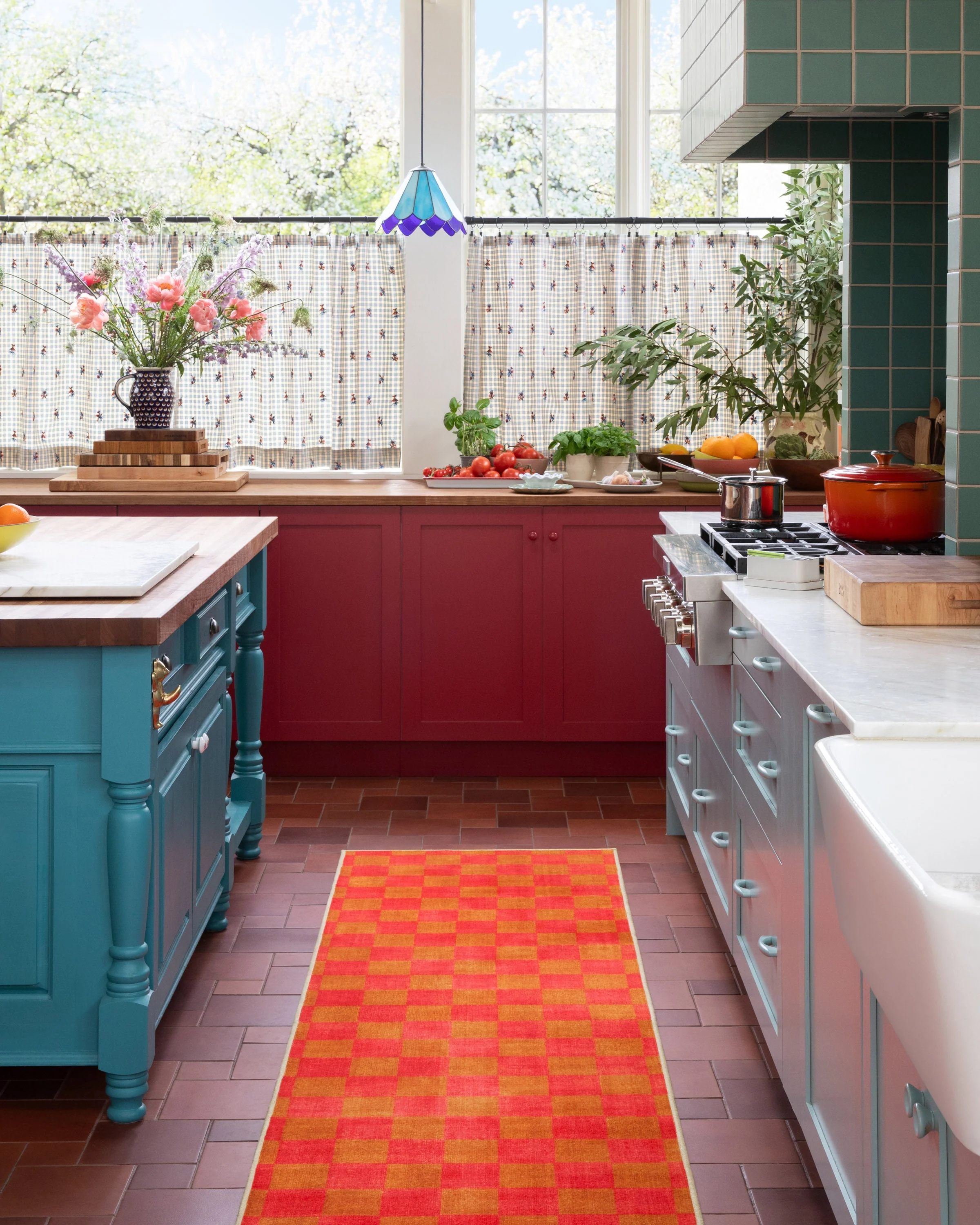 Nonna's Checkerboard Coral & Butterscotch Rug by Dan Pelosi - Image 6