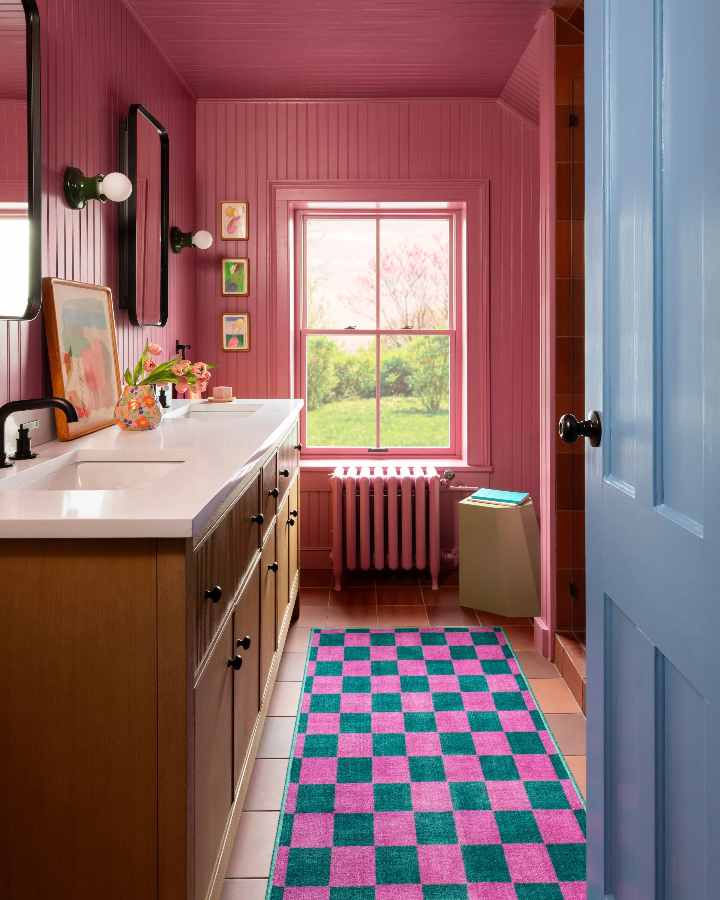 Nonna's Checkerboard Green & Lavender Rug by Dan Pelosi - Image 6