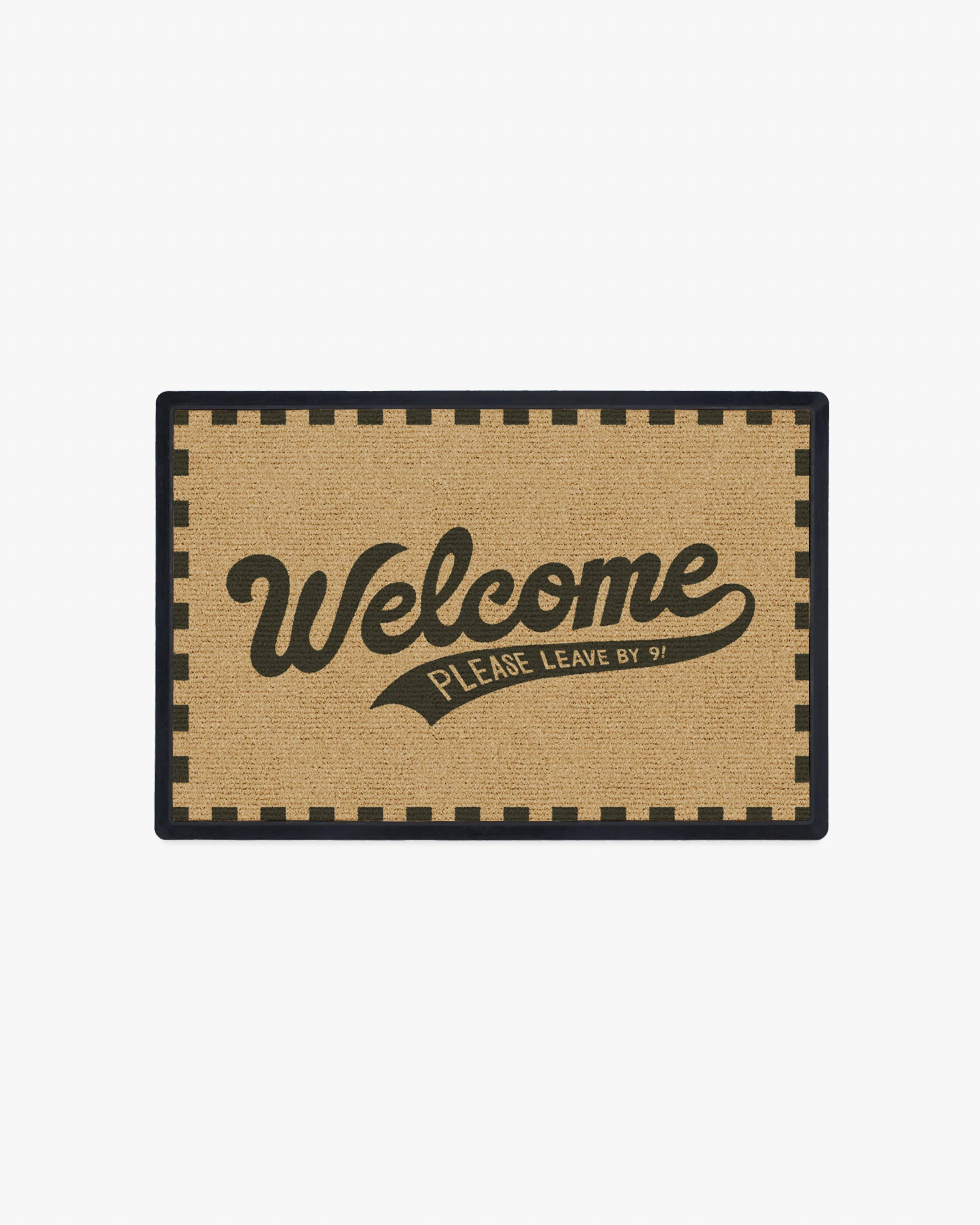 Please Leave By 9 Doormat by Dan Pelosi