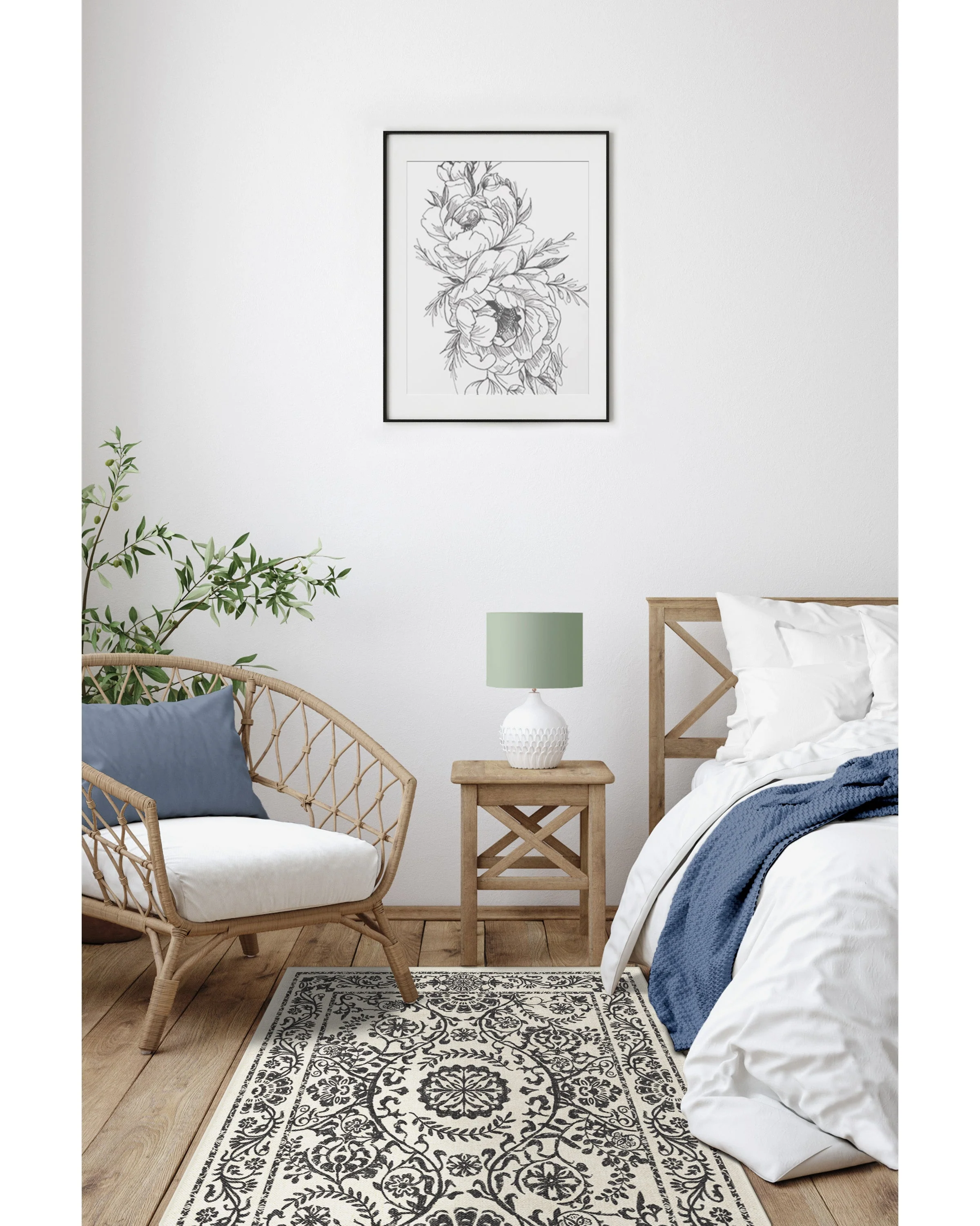 Delphina Black & White Flatwoven Rug - Image 6