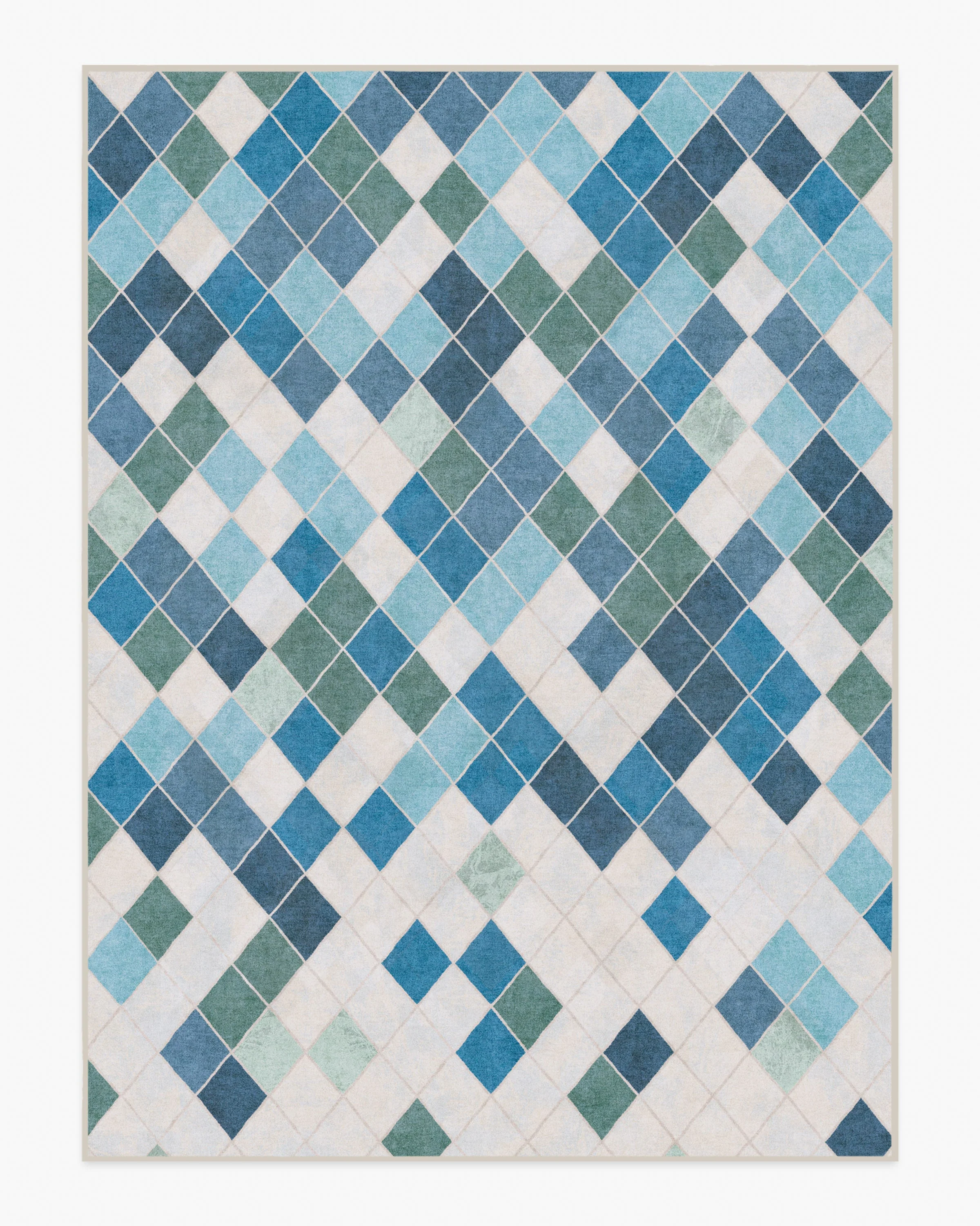 Diamond Mosaic Blue Flatwoven Rug - Image 7