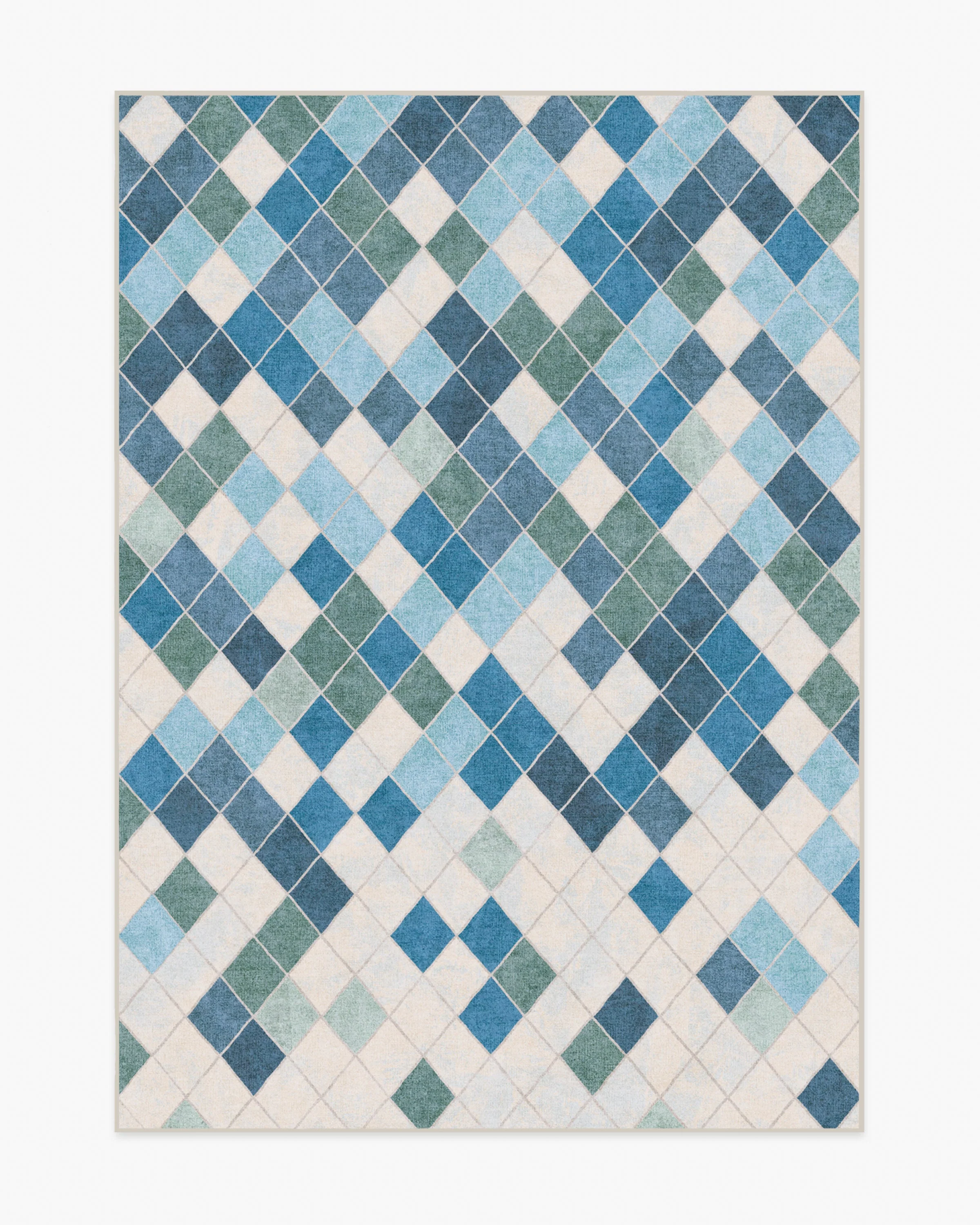 Diamond Mosaic Blue Rug