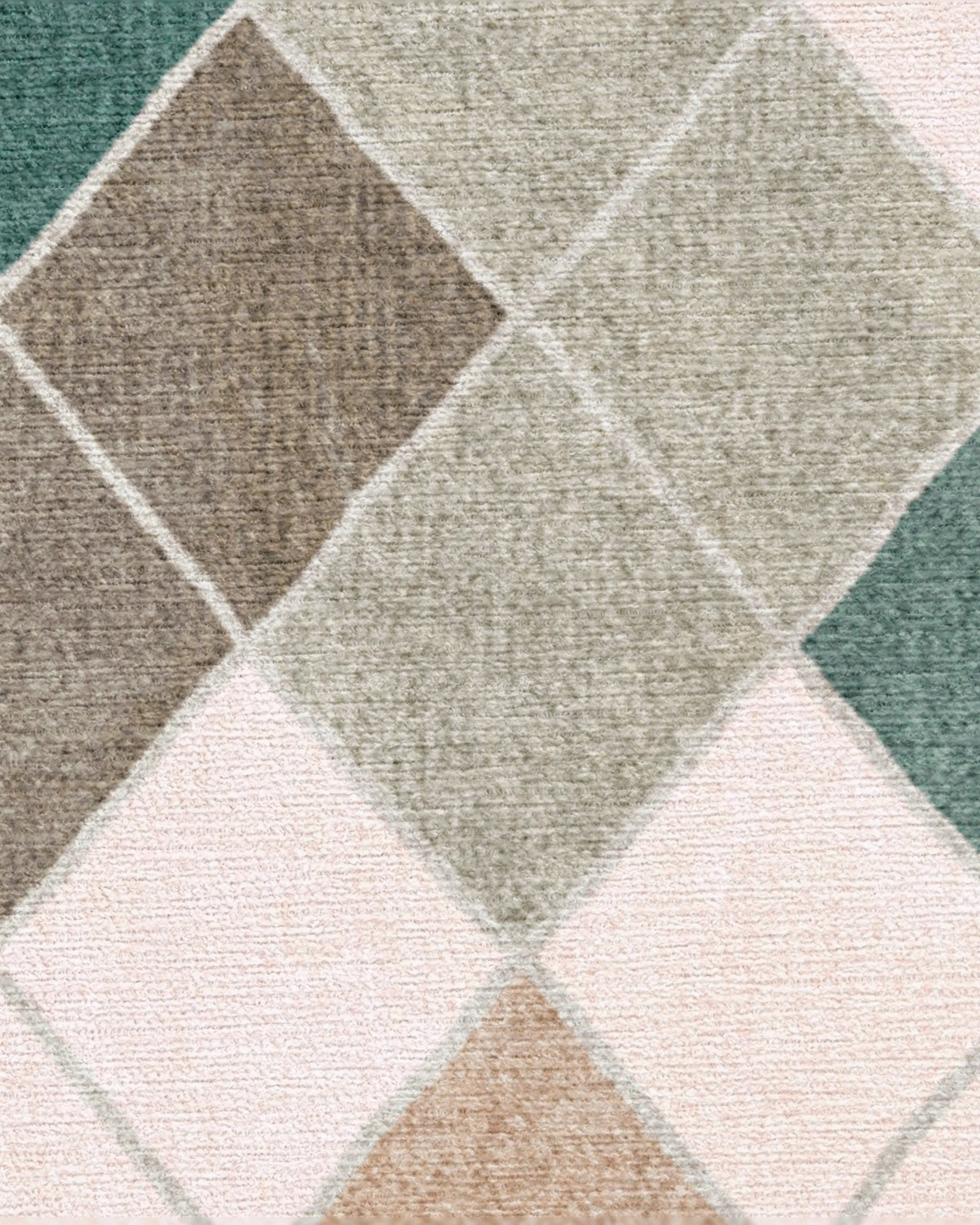 Diamond Mosaic Neutral Teal Flatwoven Rug - Image 12