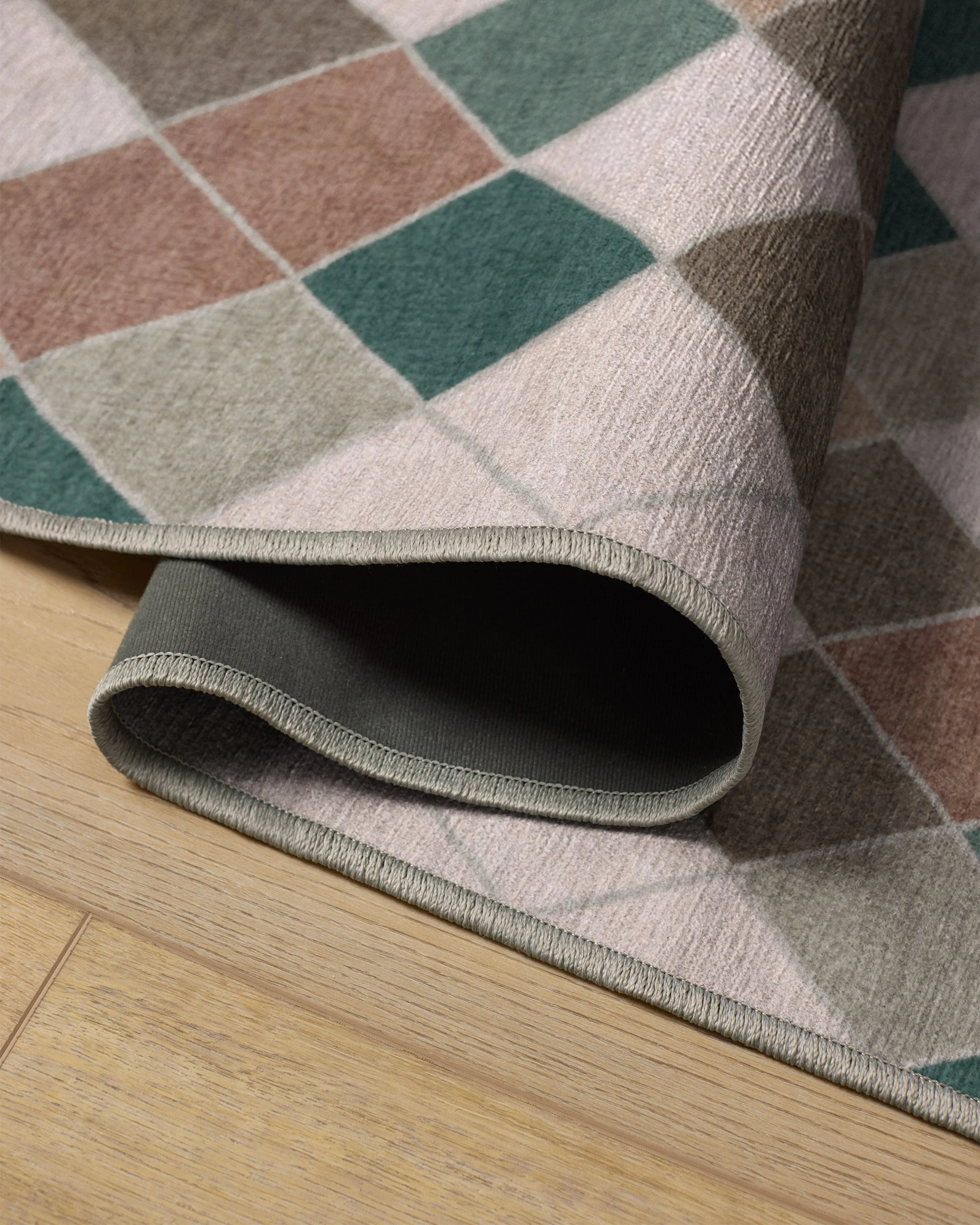 Diamond Mosaic Neutral Teal Flatwoven Rug - Image 13