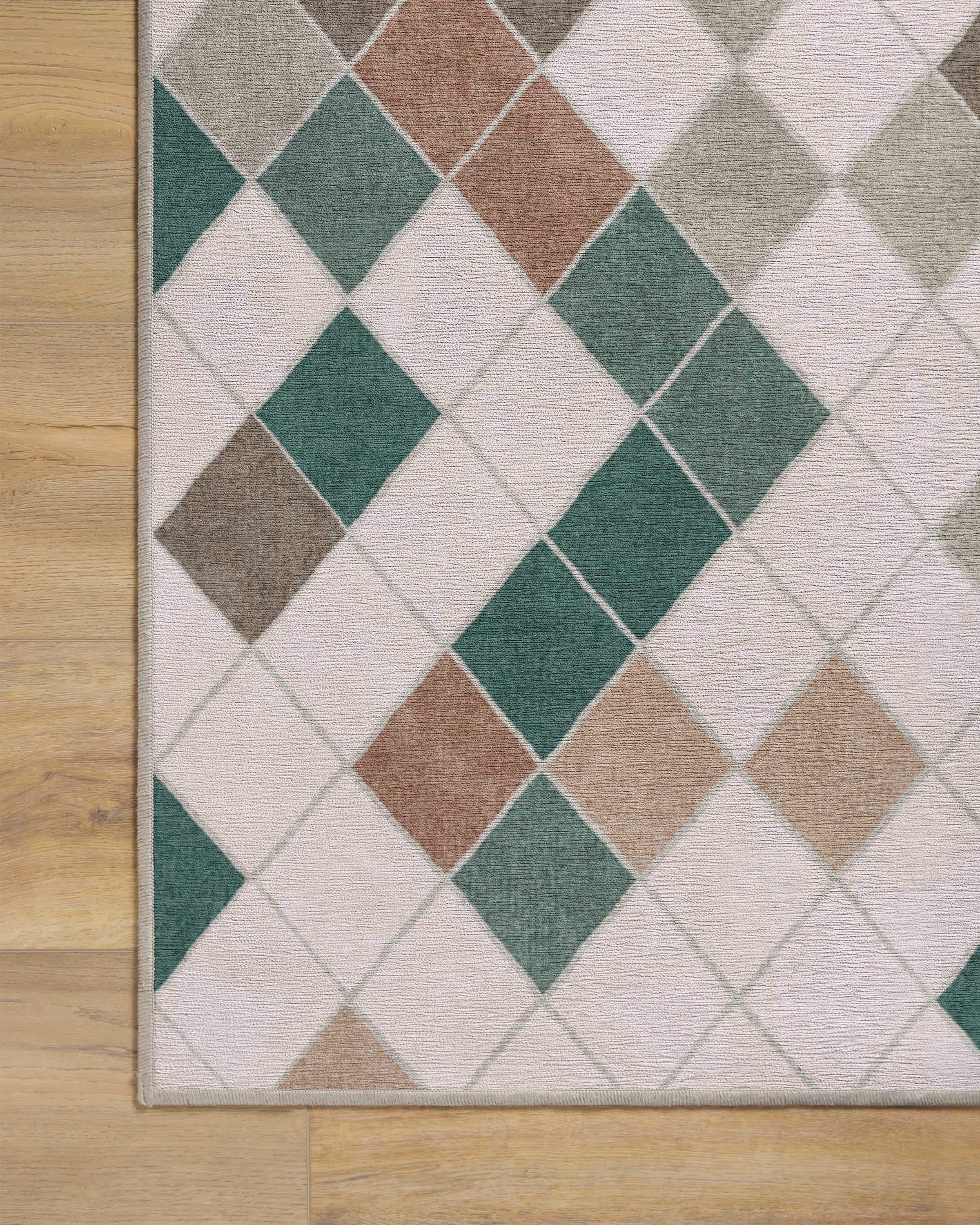 Diamond Mosaic Neutral Teal Flatwoven Rug - Image 14