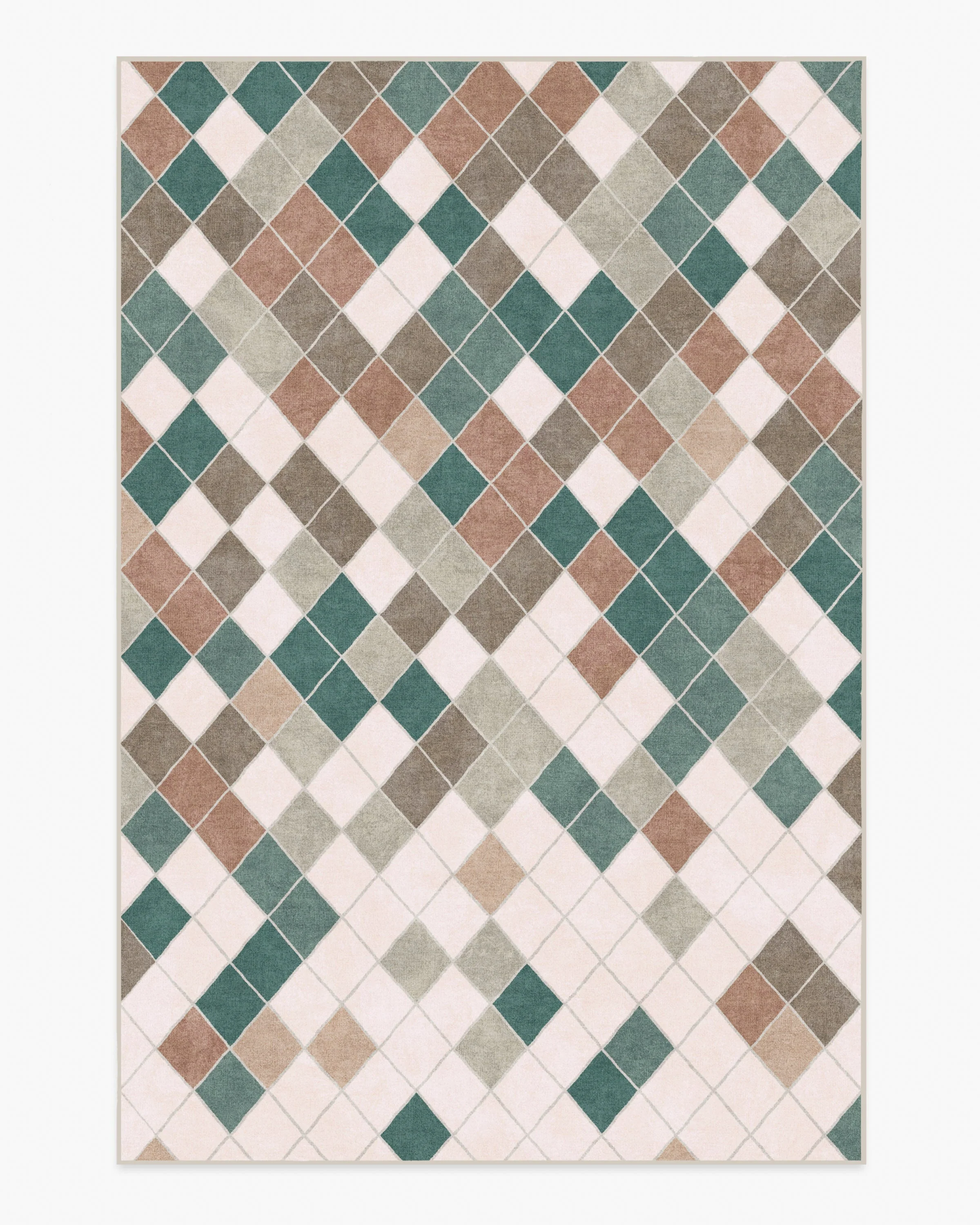 Diamond Mosaic Neutral Teal Rug - Image 5