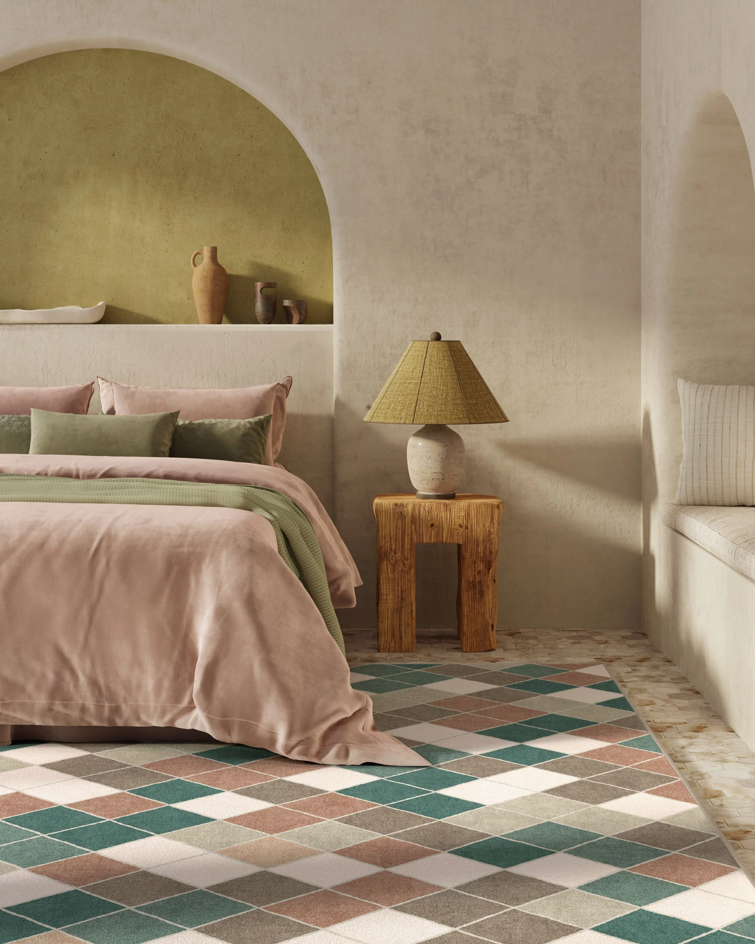 Diamond Mosaic Neutral Teal Rug - Image 8