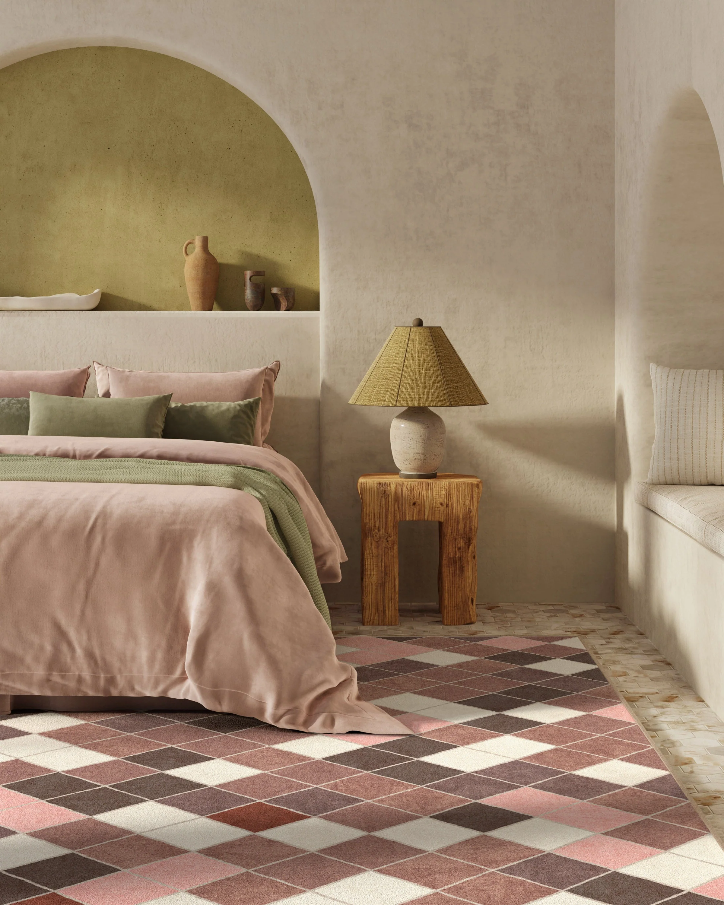 Diamond Mosaic Terracotta Flatwoven Rug - Image 10