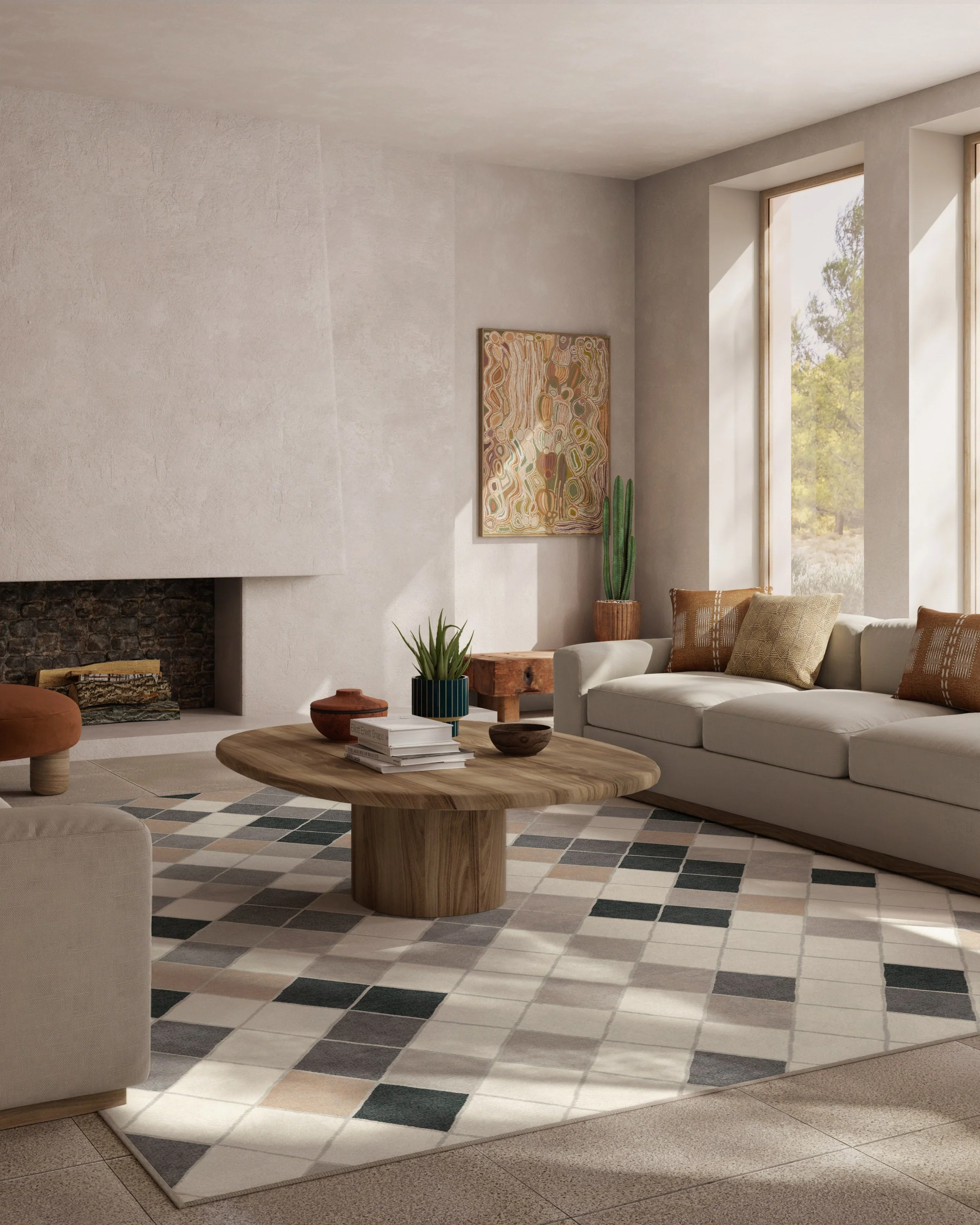 Diamond Mosaic Warm Grey Rug - Image 8