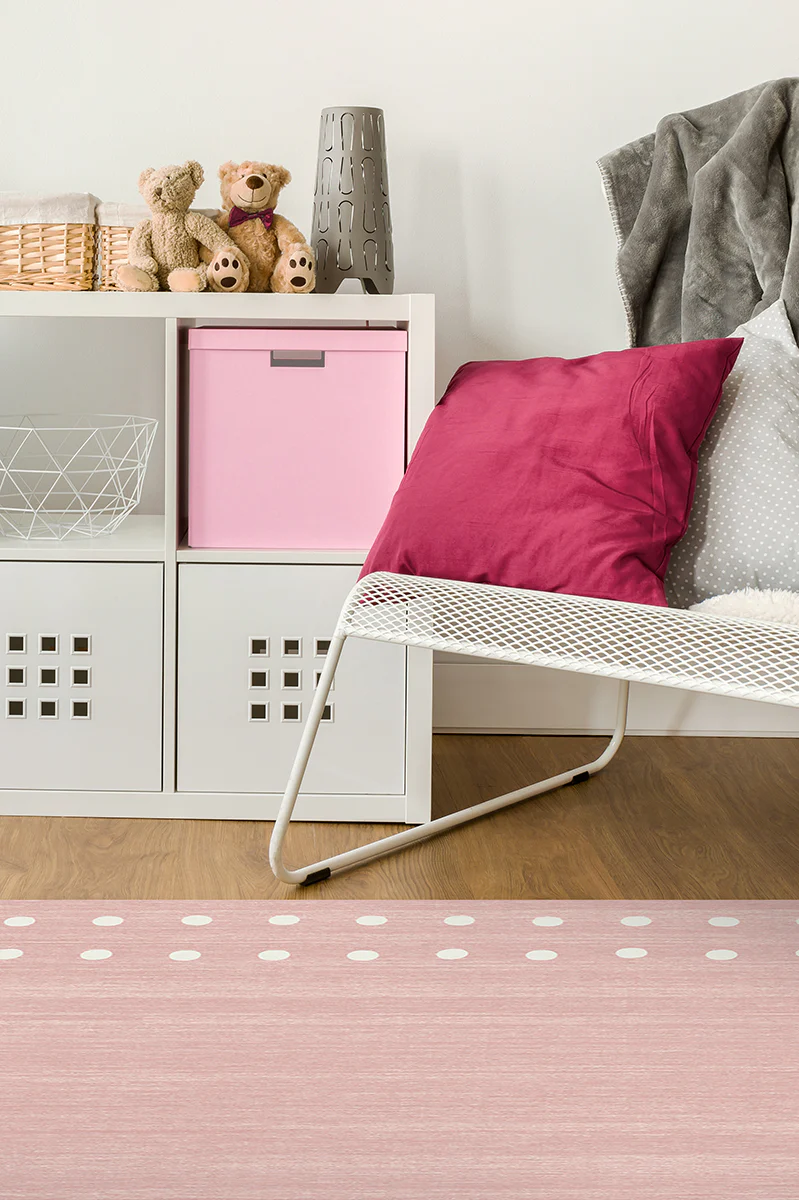 Dot Border Pink Flatwoven Rug - Image 3