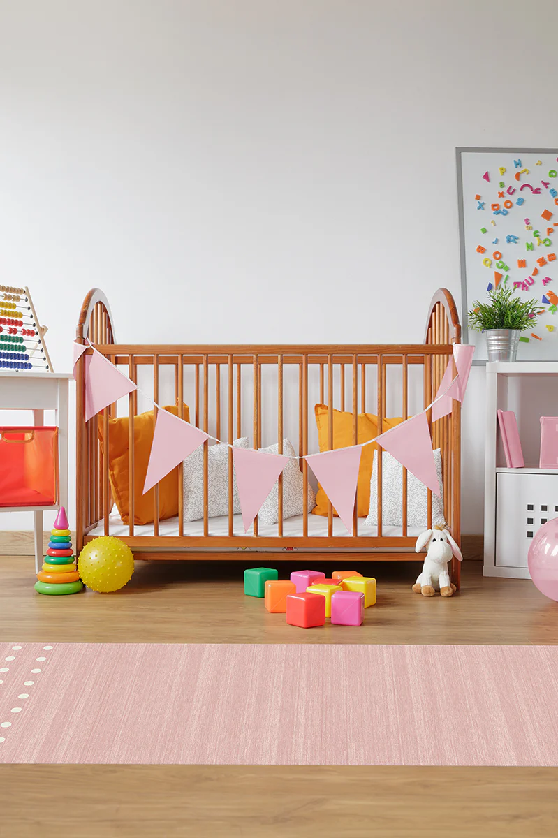 Dot Border Pink Flatwoven Rug - Image 4