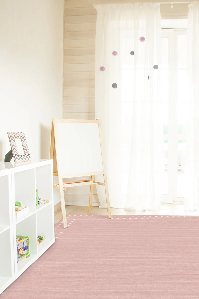 Dot Border Pink Flatwoven Rug - Image 8