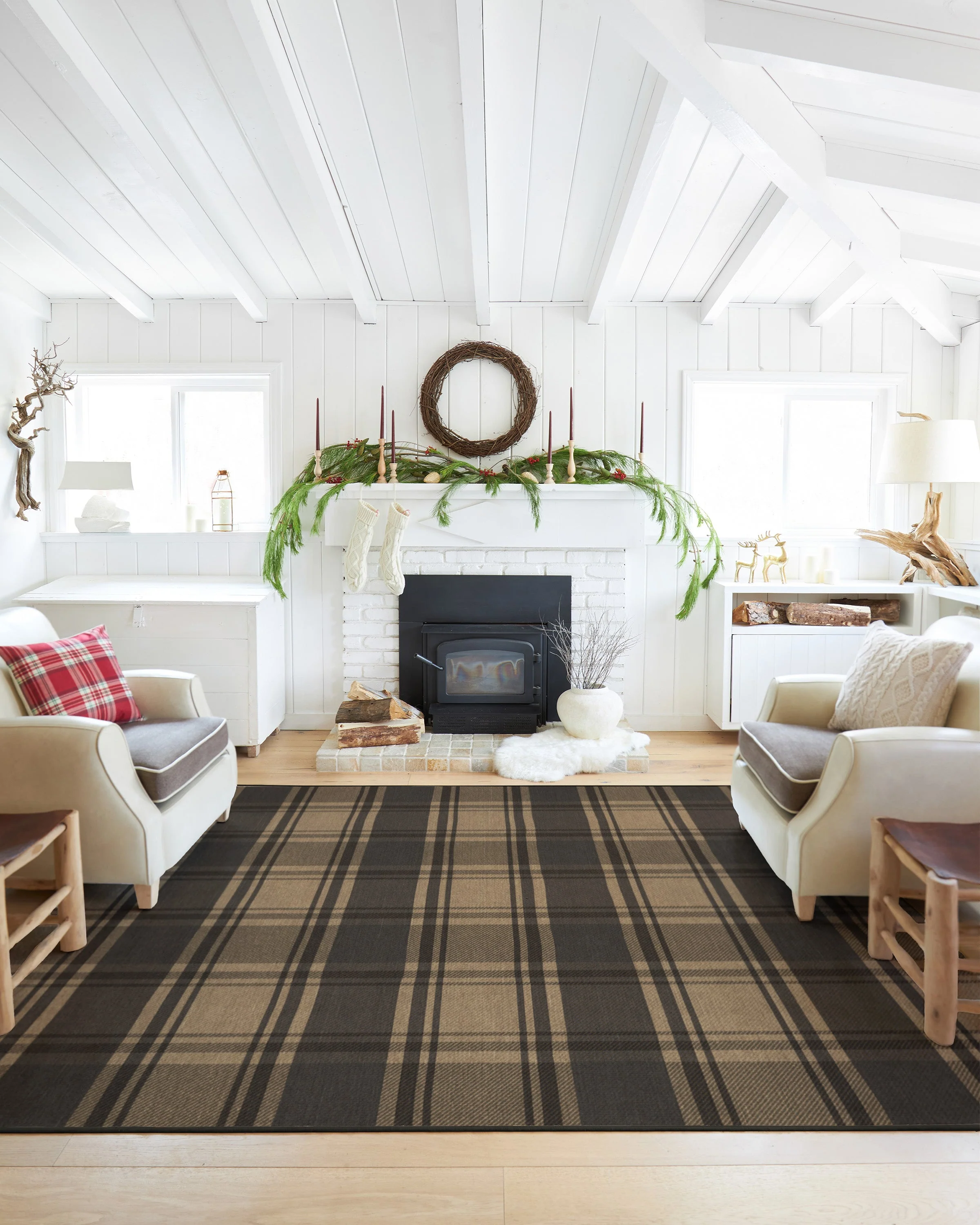 Easton Plaid Charcoal & Natural Flatwoven Rug - Image 7