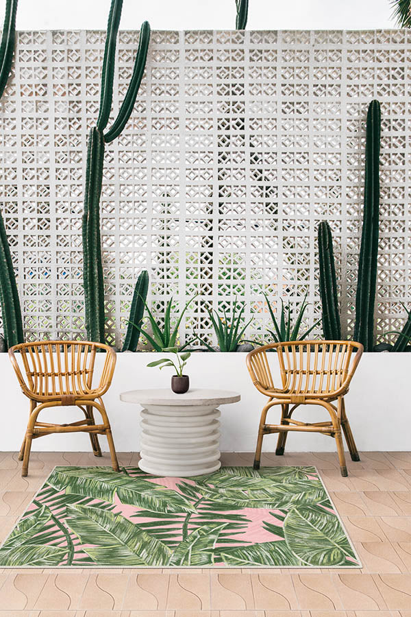 Filifera Palm Pink Outdoor Rug - Image 4
