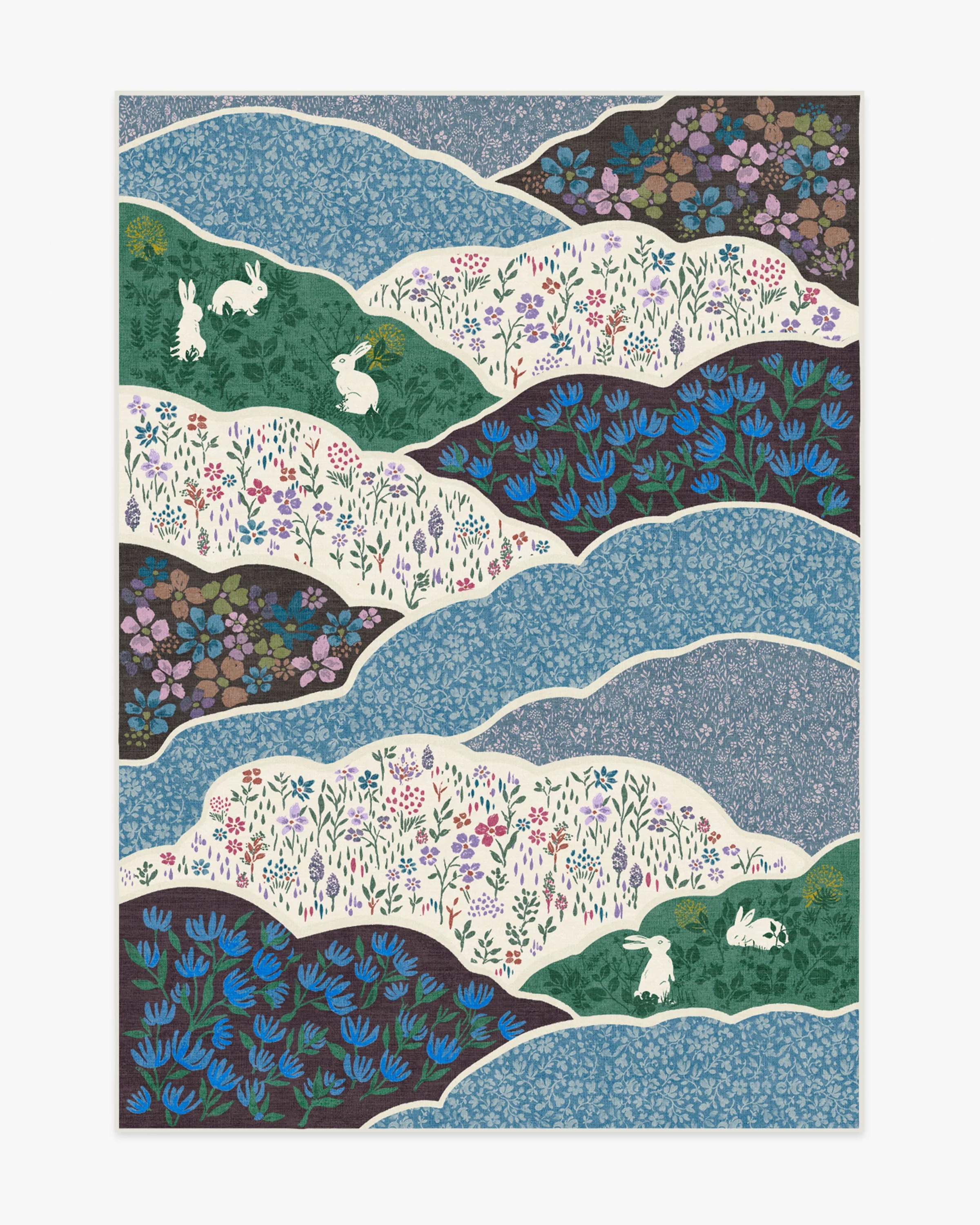 Flower Fields Teal Multicolor Flatwoven Rug