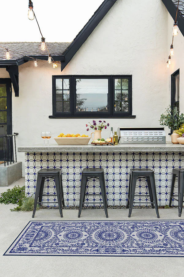 Fontaine Delft Blue Outdoor Rug - Image 4