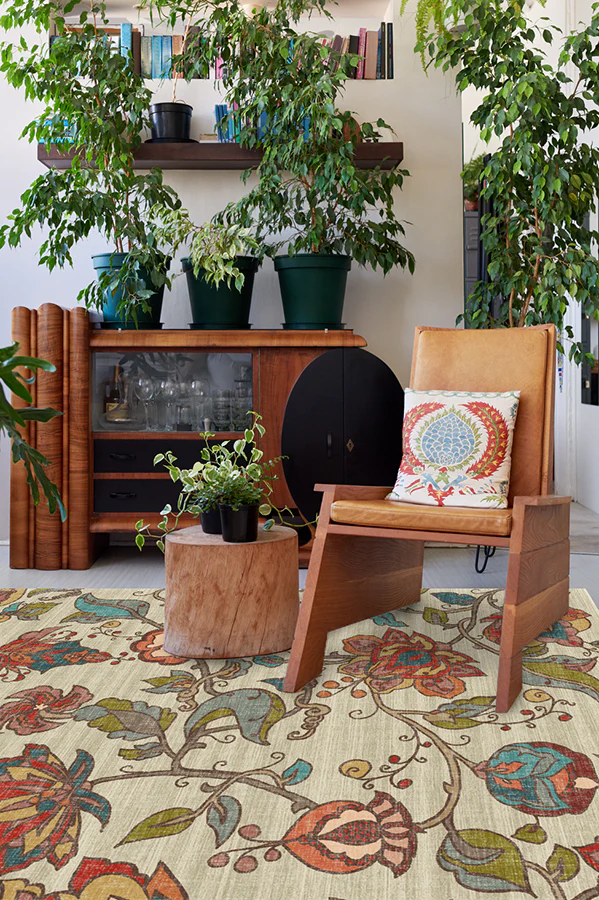 Frida Floral Natural Flatwoven Rug - Image 3
