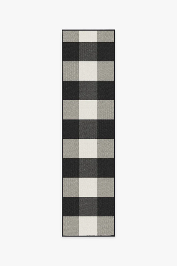 Gingham Plaid Black & White Outdoor Rug - Image 8