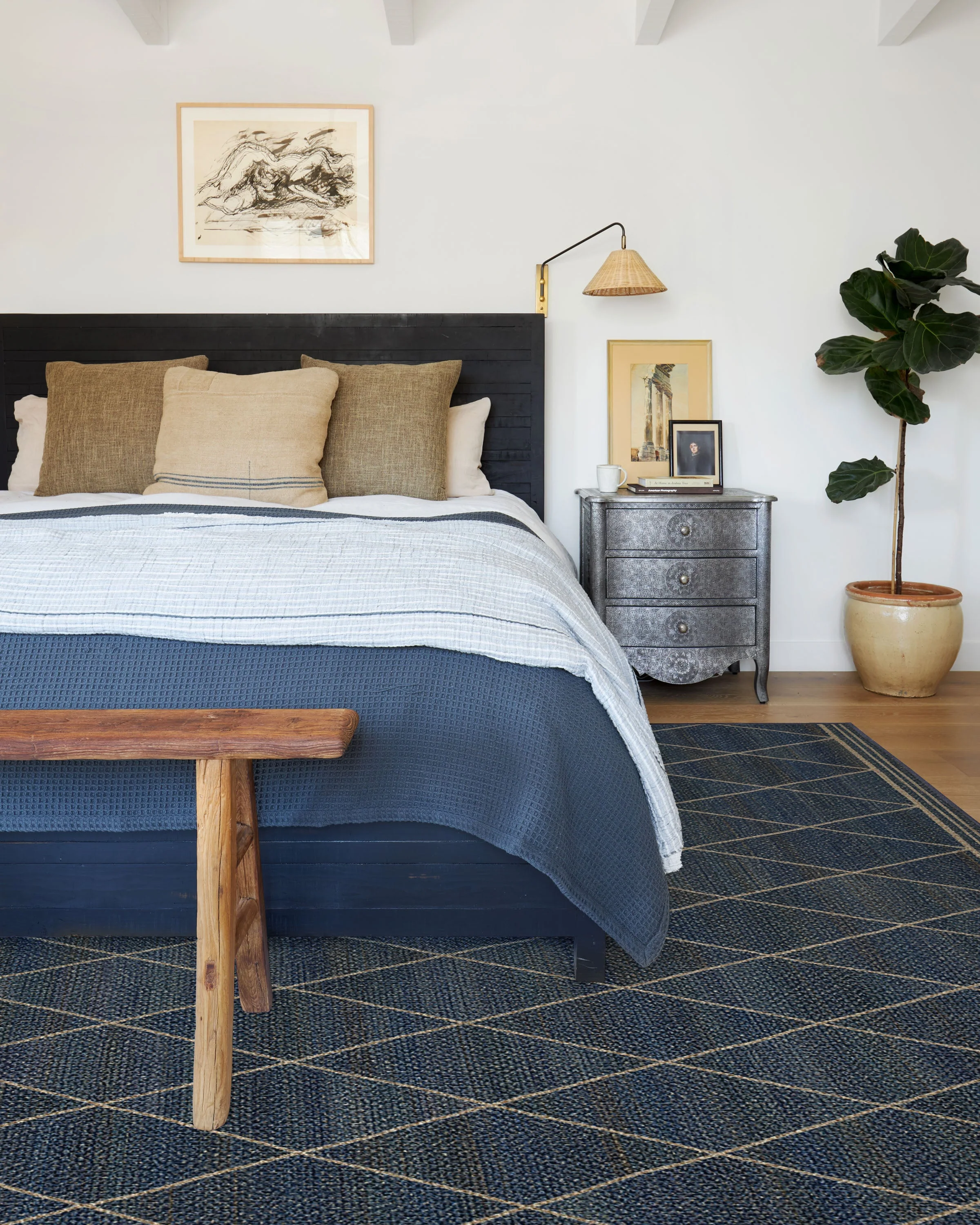 Harlequin Trellis Natural Navy Re-Jute Rug - Image 6
