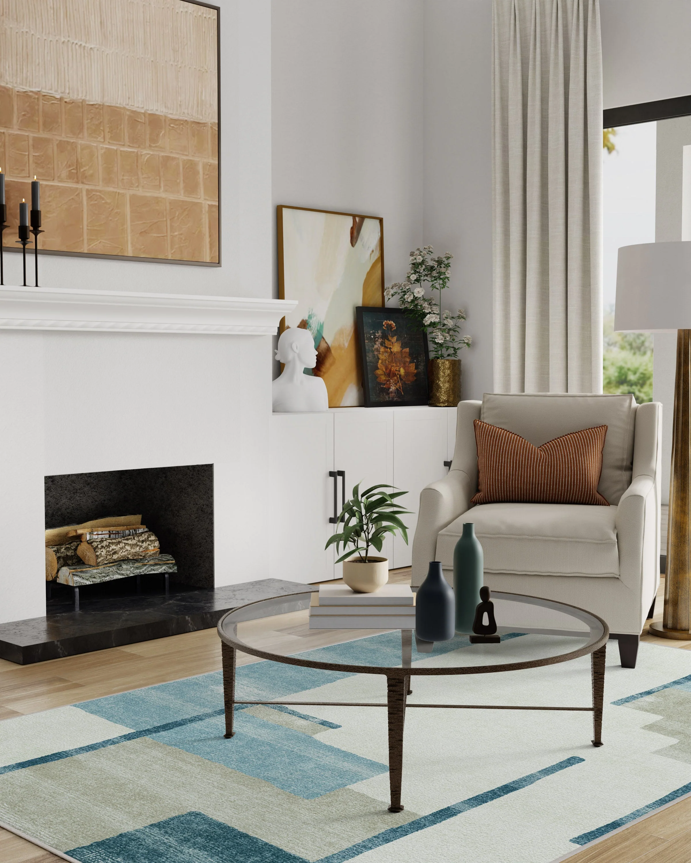 Haylan Ivory & Blue Rug - Image 6