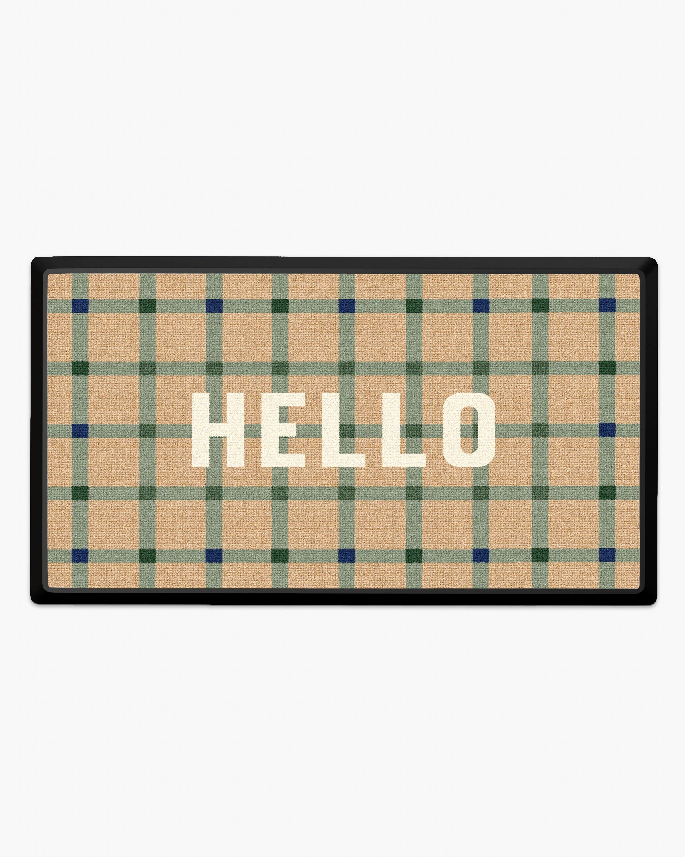 Hello Plaid Light Green Large Doormat - Image 2