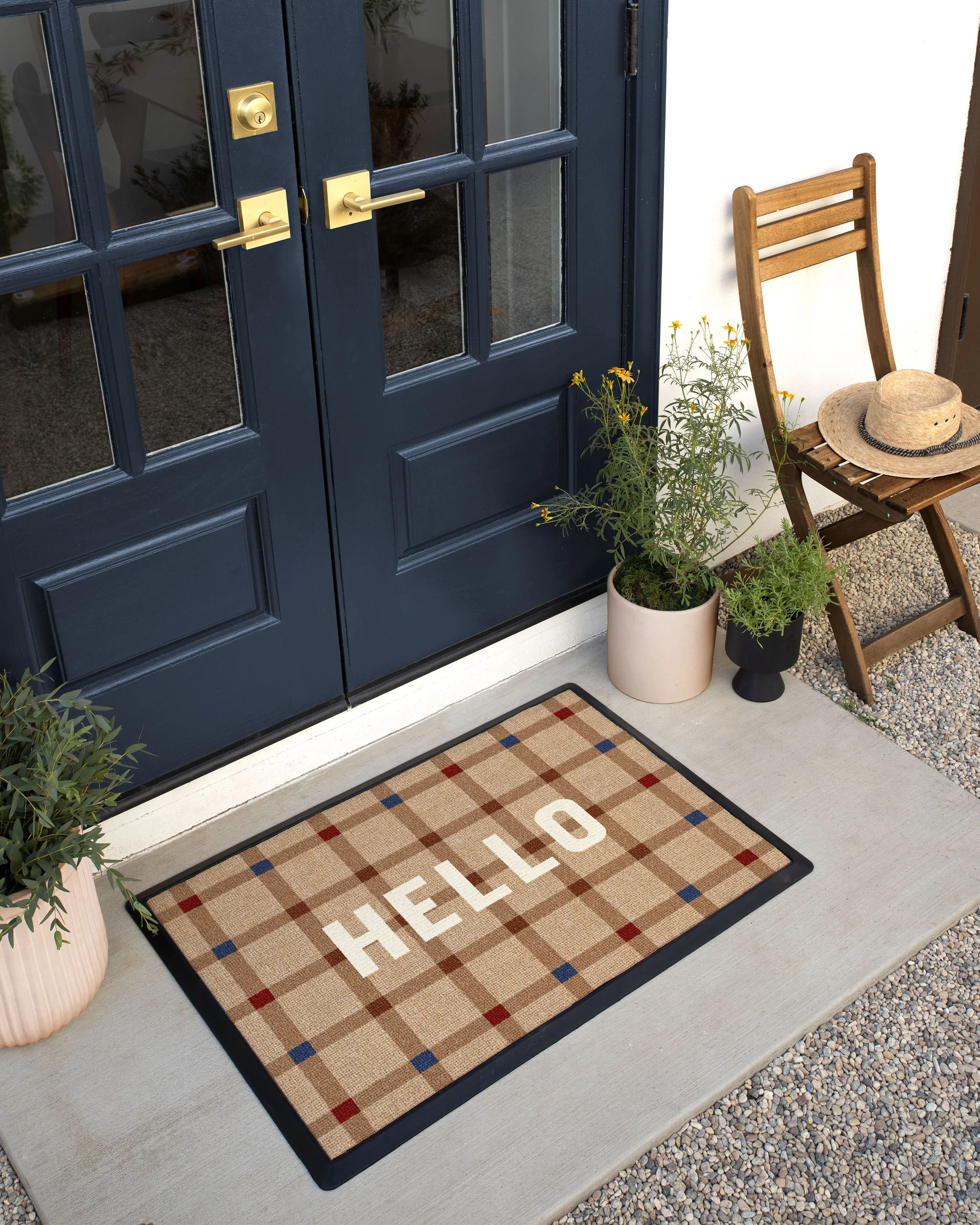 Hello Plaid Multicolor Doormat - Image 3