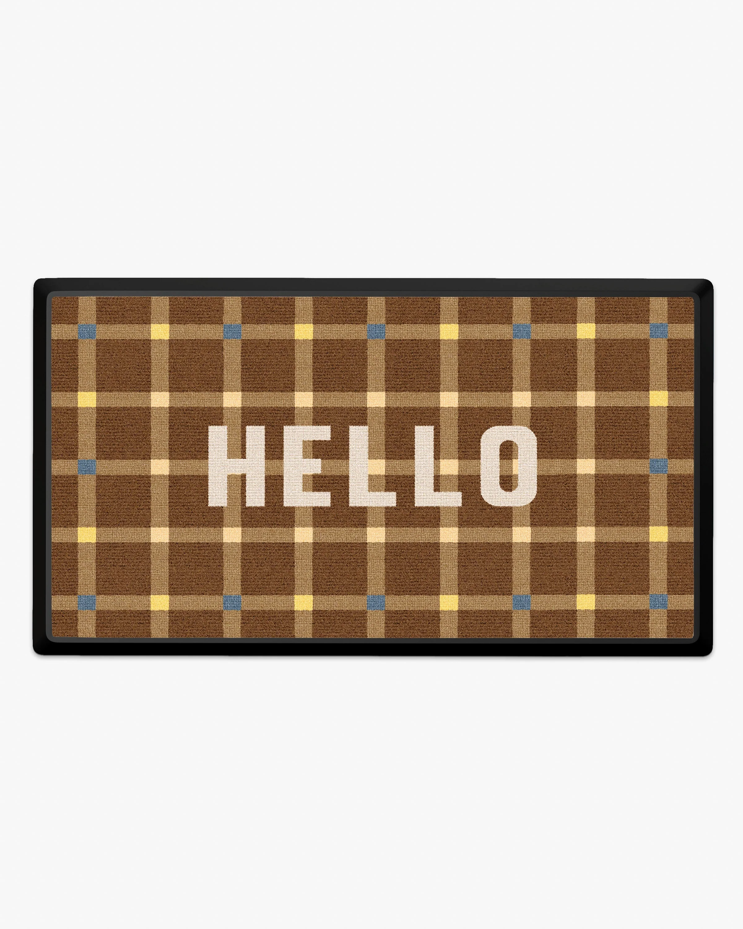 Hello Plaid Yellow Large Doormat - Image 2