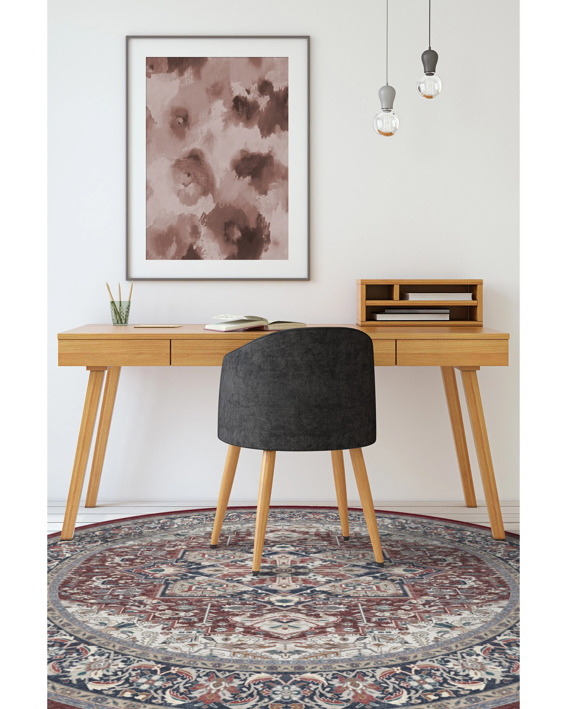 Hendesi Heriz Bordeaux Flatwoven Rug - Image 7