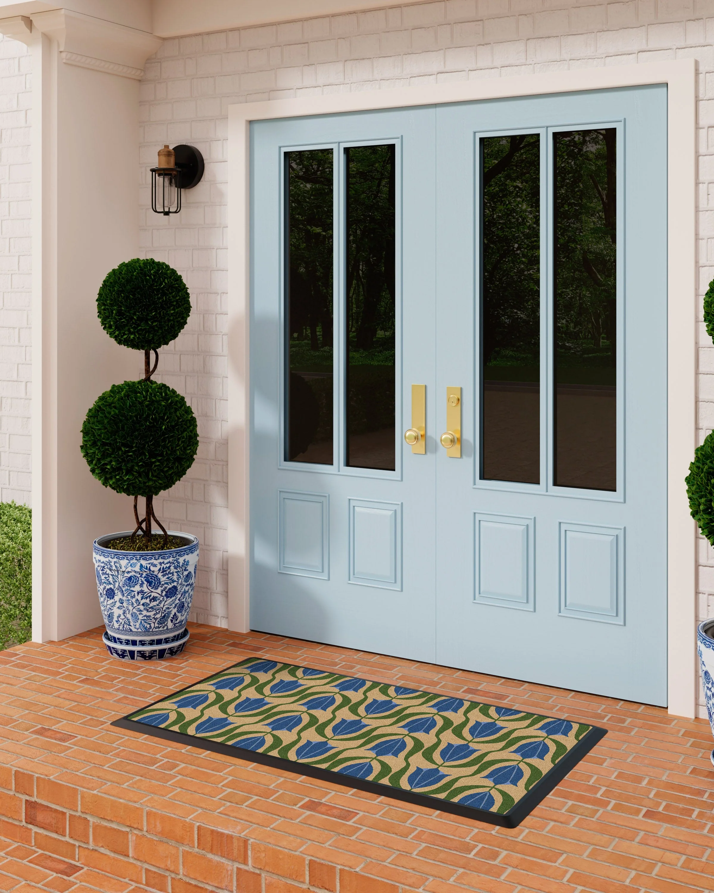 Holland Tulips Blue Large Doormat - Image 3