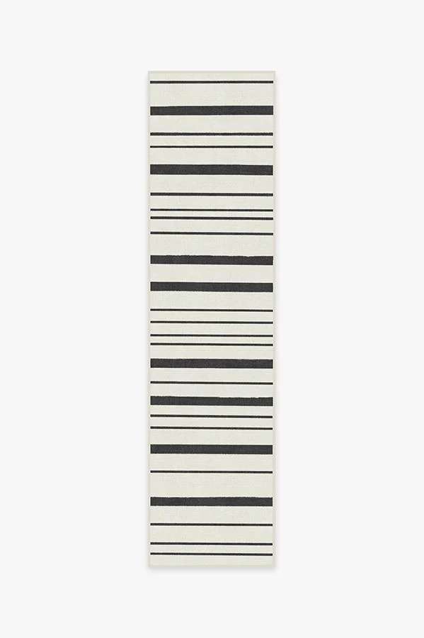 Hudson Stripe Black Flatwoven Rug - Image 11