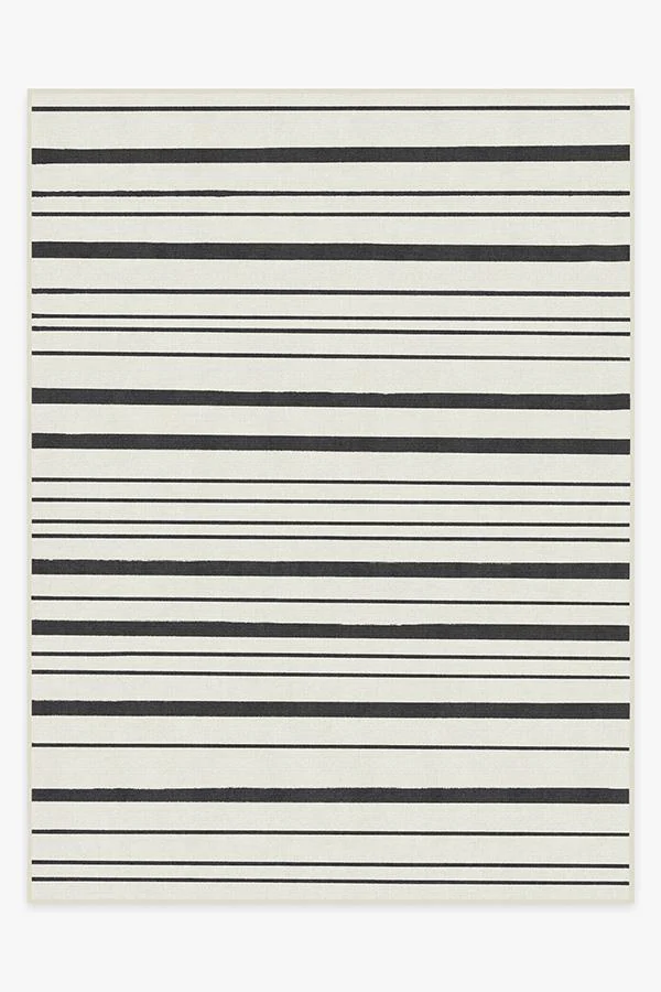 Hudson Stripe Black Flatwoven Rug - Image 16