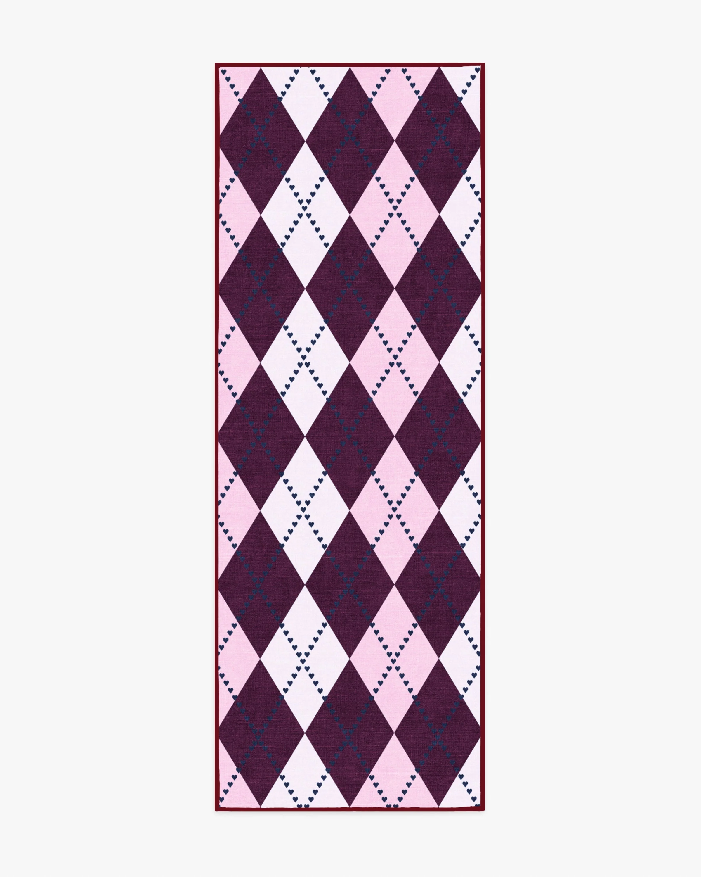 143 Argyle Burgundy & Pink Flatwoven Rug by Humberto Leon - Image 3