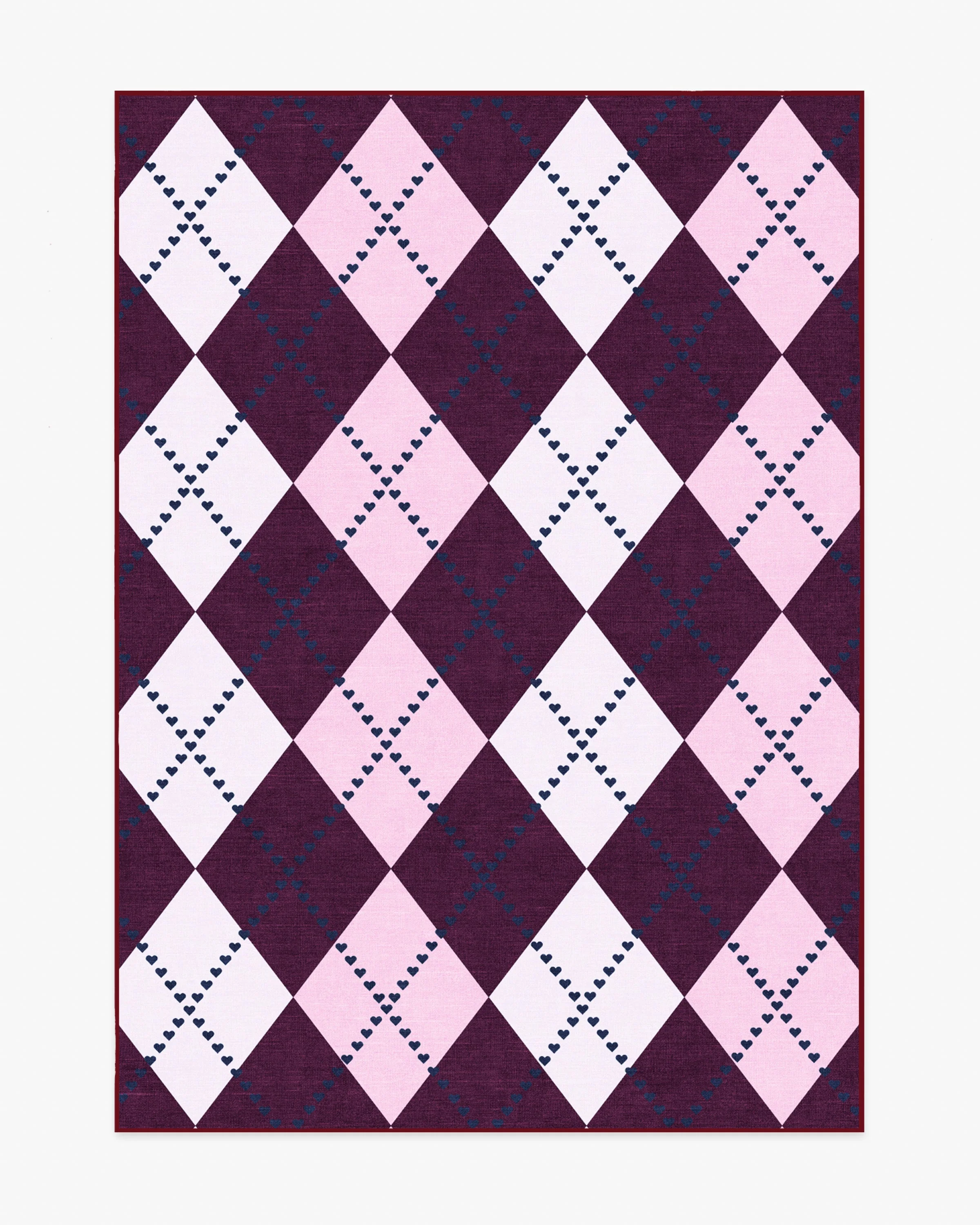 143 Argyle Burgundy & Pink Flatwoven Rug by Humberto Leon - Image 6