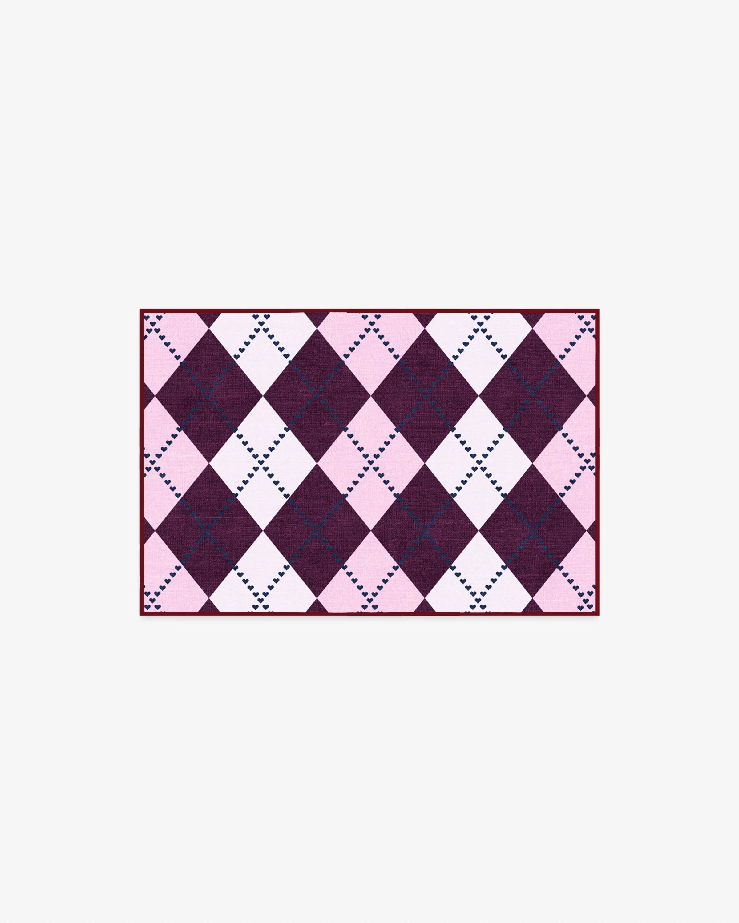 143 Argyle Burgundy & Pink Rug by Humberto Leon - Image 2